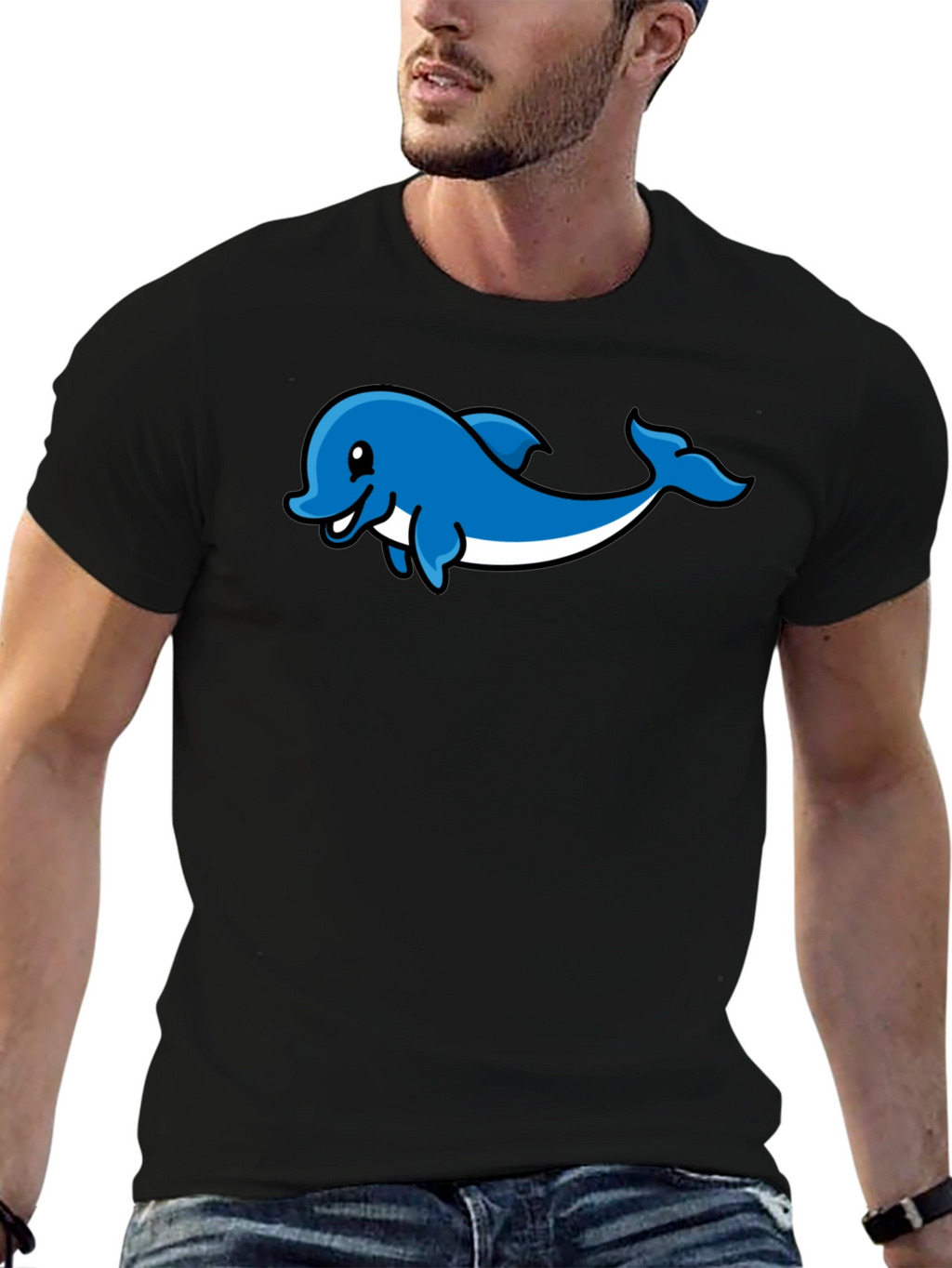 Dolphin Graphic Print T-Shirt - Stylish Casual Wear