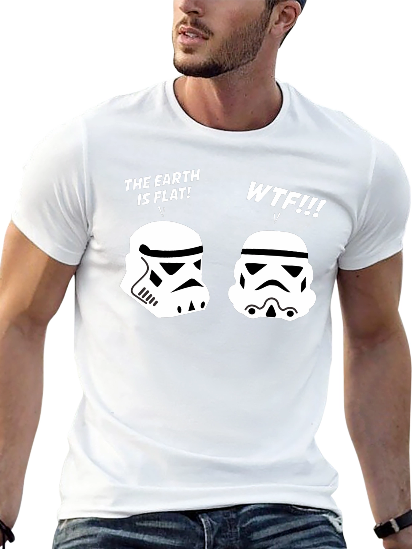 Flat Earth Stormtrooper Humor Tee