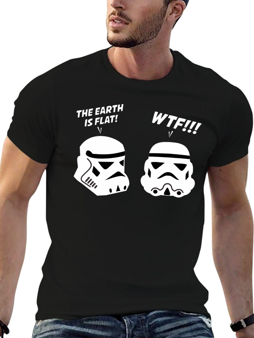 Flat Earth Stormtrooper Humor Tee