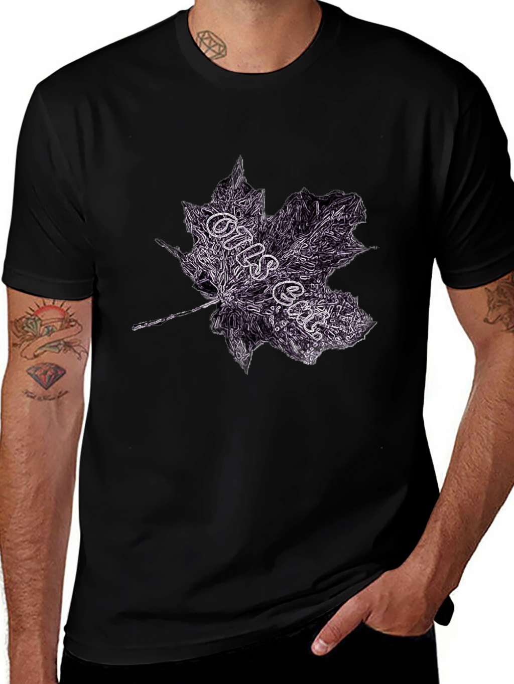 Maple Leaf Graphic Tee - Dark Style