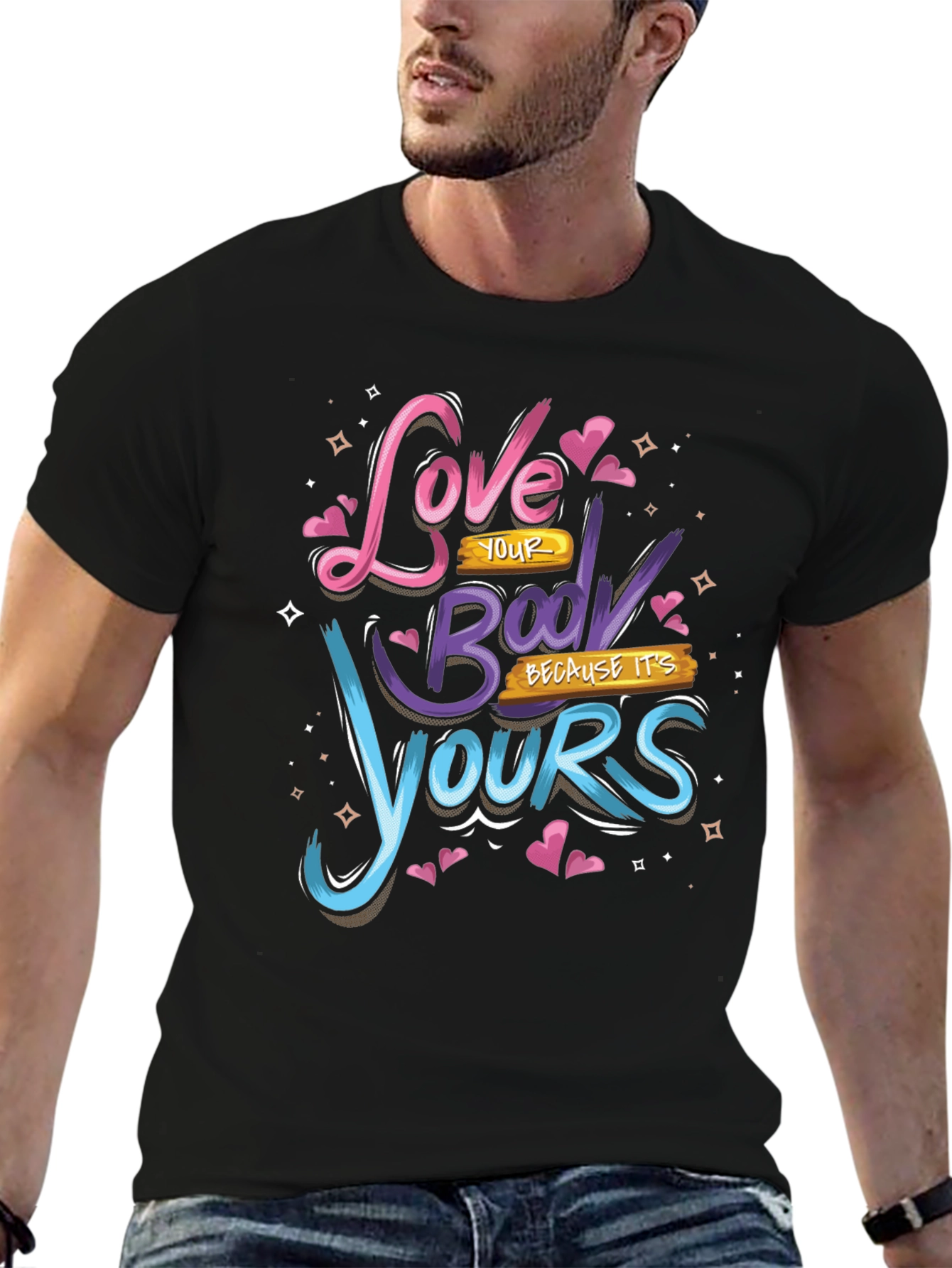 Love Your Body Black Graphic Tee
