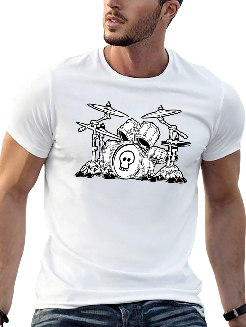 Skull Drum Set Graphic Tee
