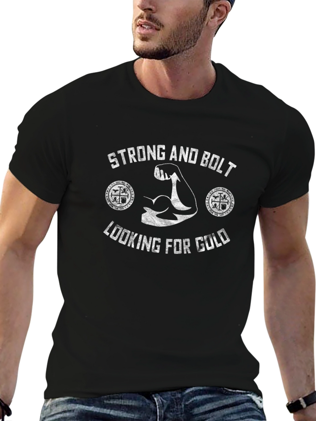 Strong and Bolt T-Shirt Looking for Gold