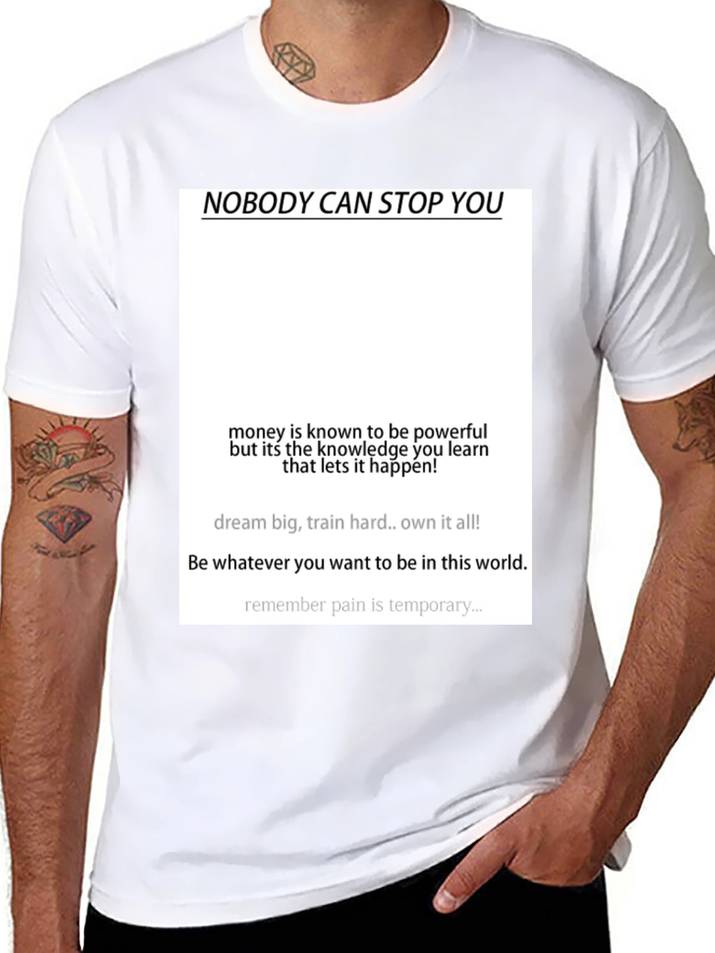 Motivational Black T-Shirt - Nobody Can Stop You