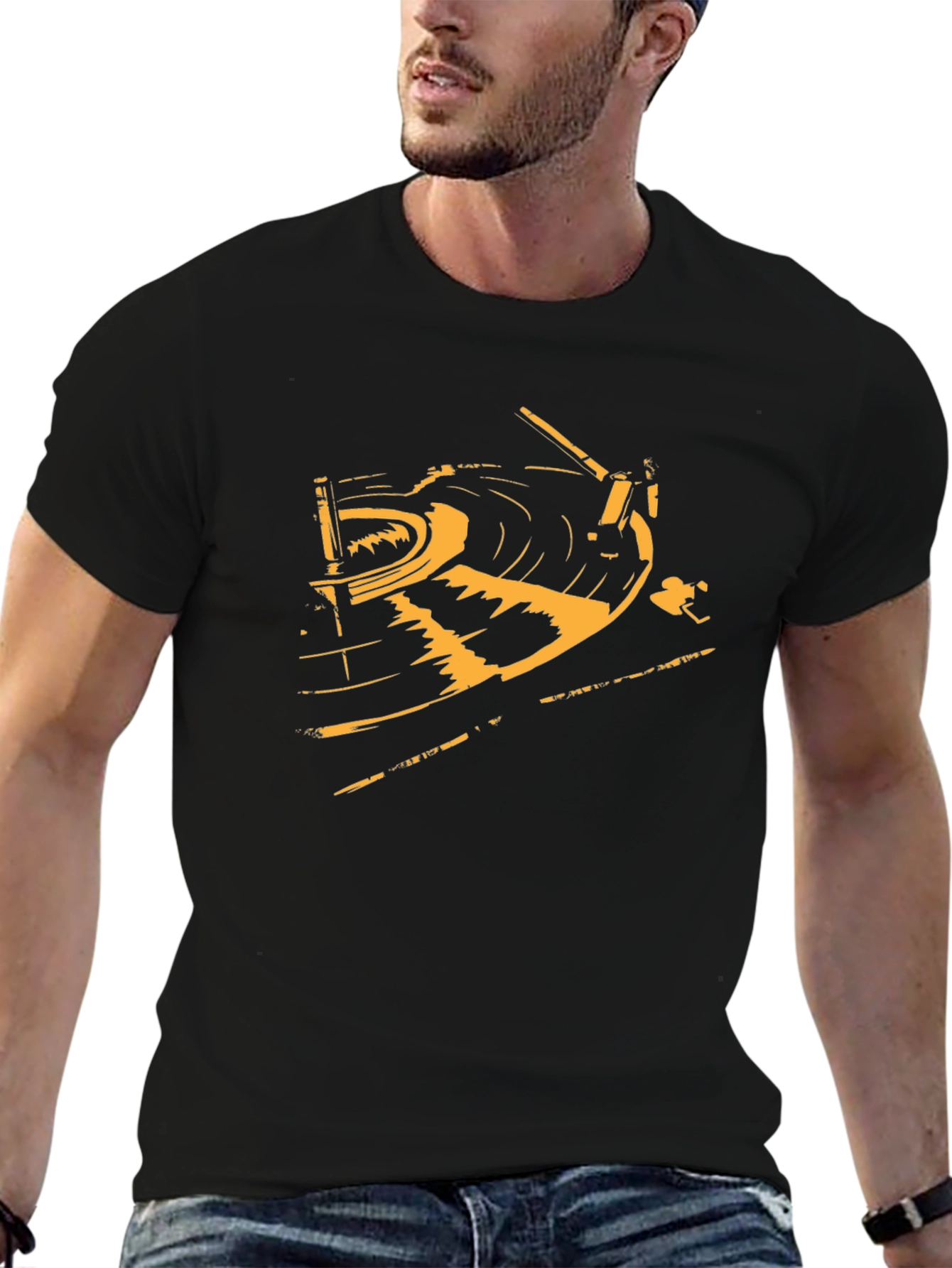 Vintage Turntable Graphic Tee - Black