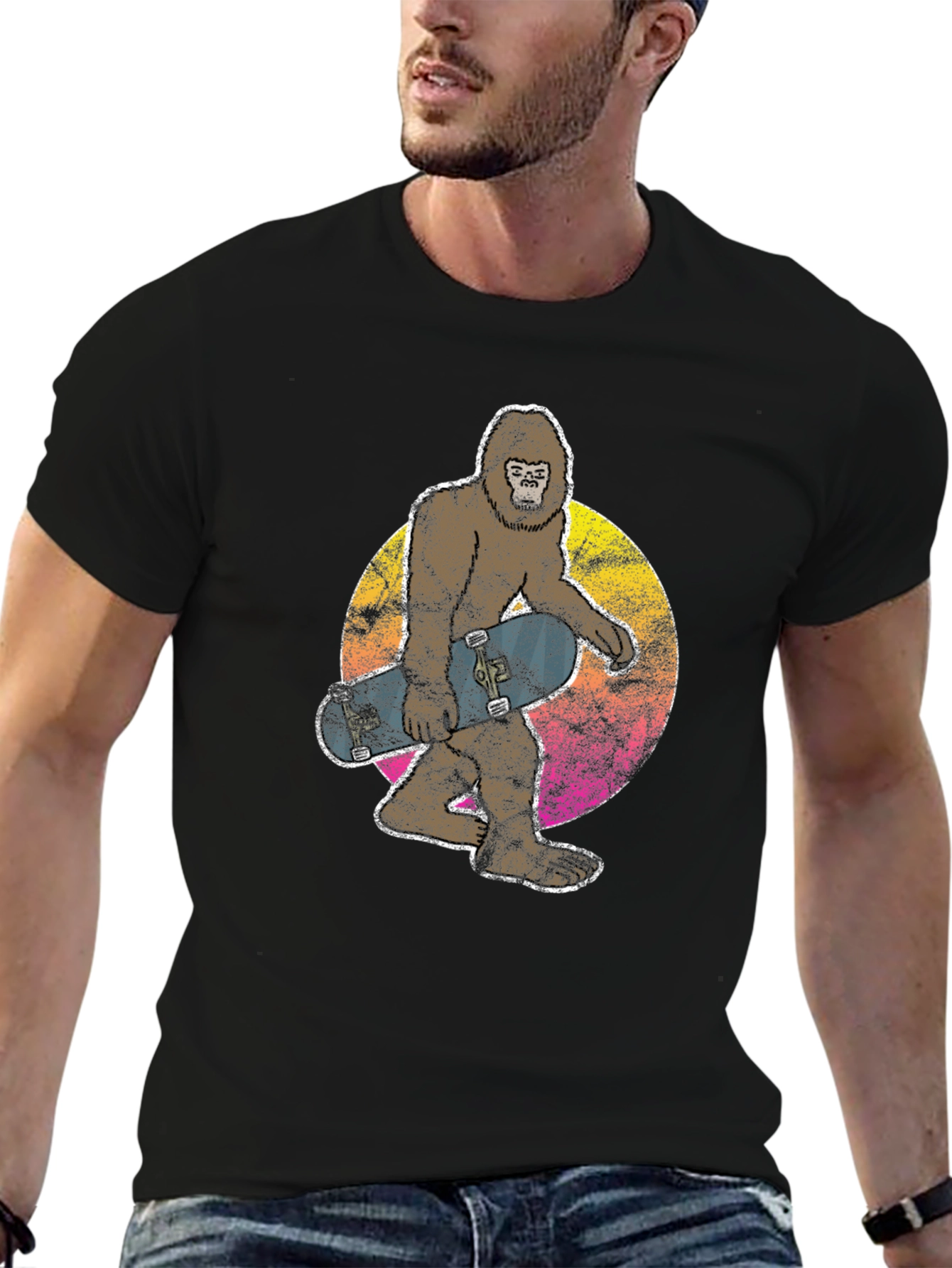 Sasquatch Skateboarder Graphic Tee