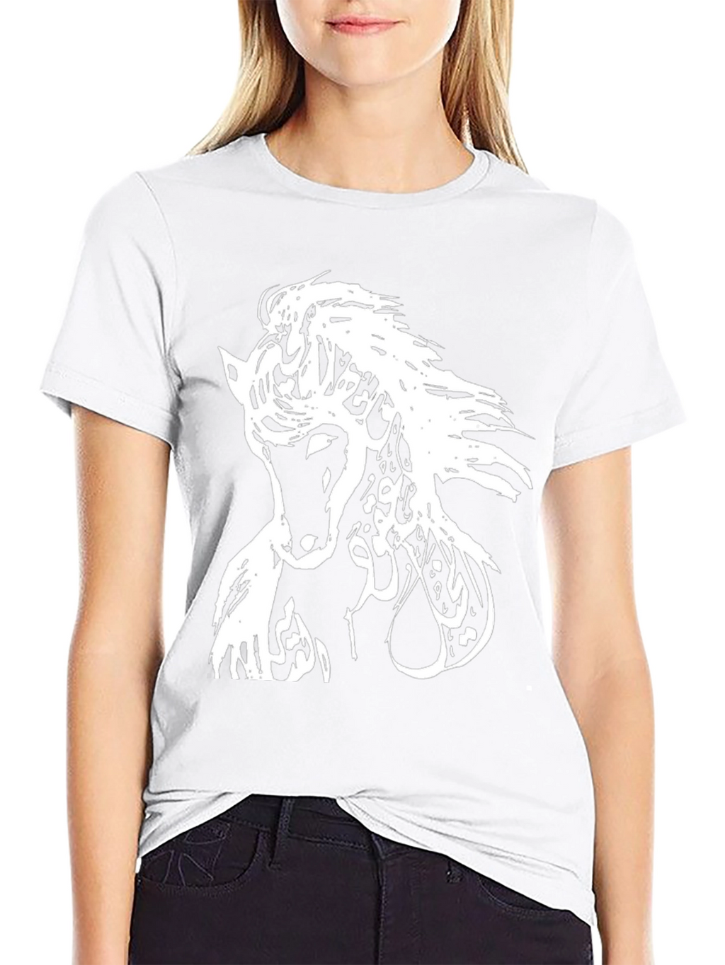 Horse Arabic Calligraphy Mens Black T-Shirt