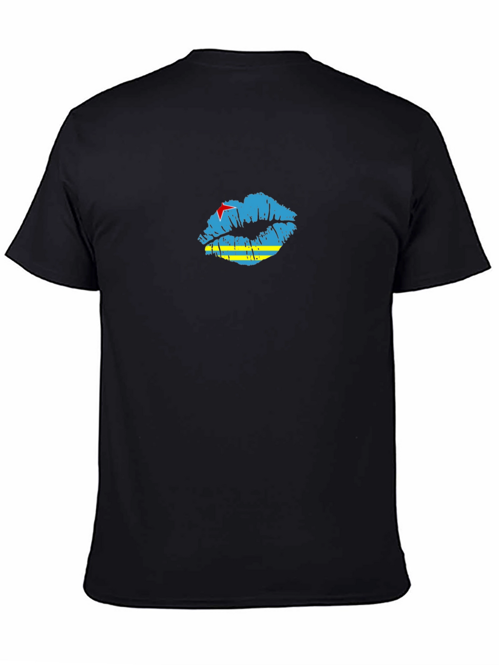 Aruba Flag Lips Black T-Shirt