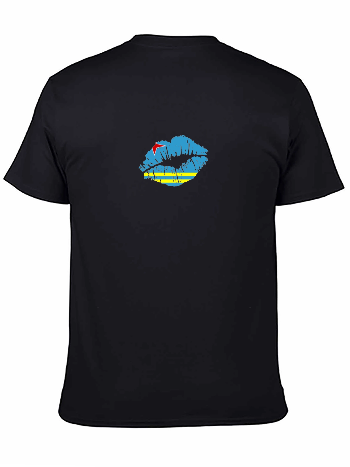 Aruba Flag Lips Black T-Shirt