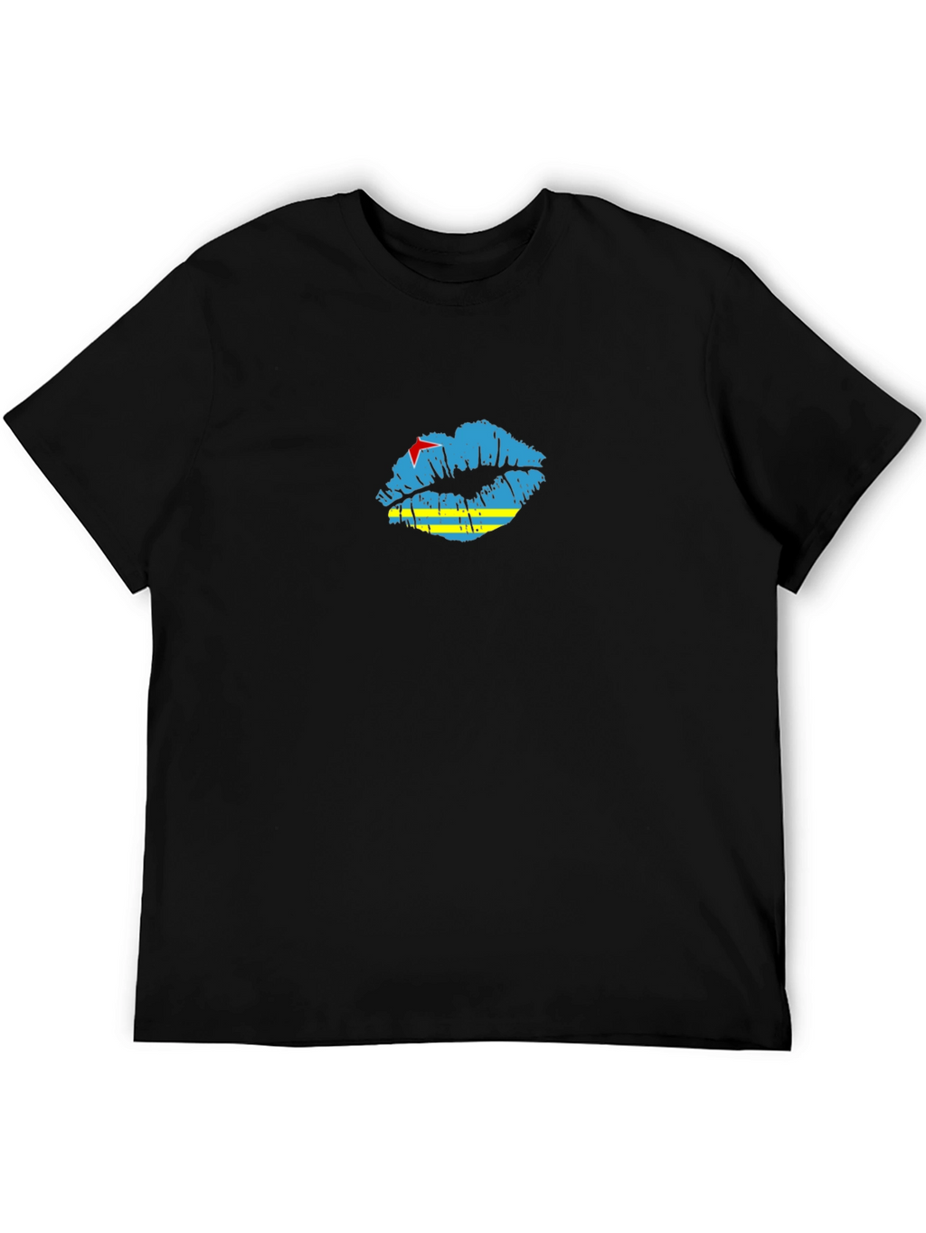 Aruba Flag Lips Black T-Shirt