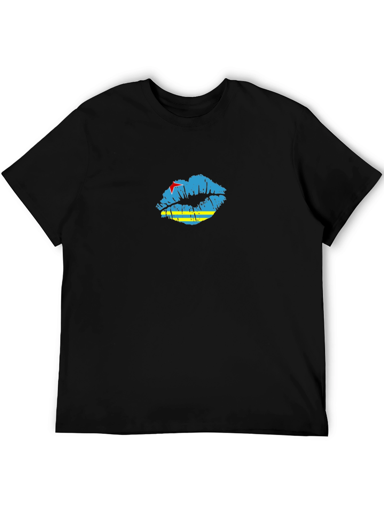 Aruba Flag Lips Black T-Shirt
