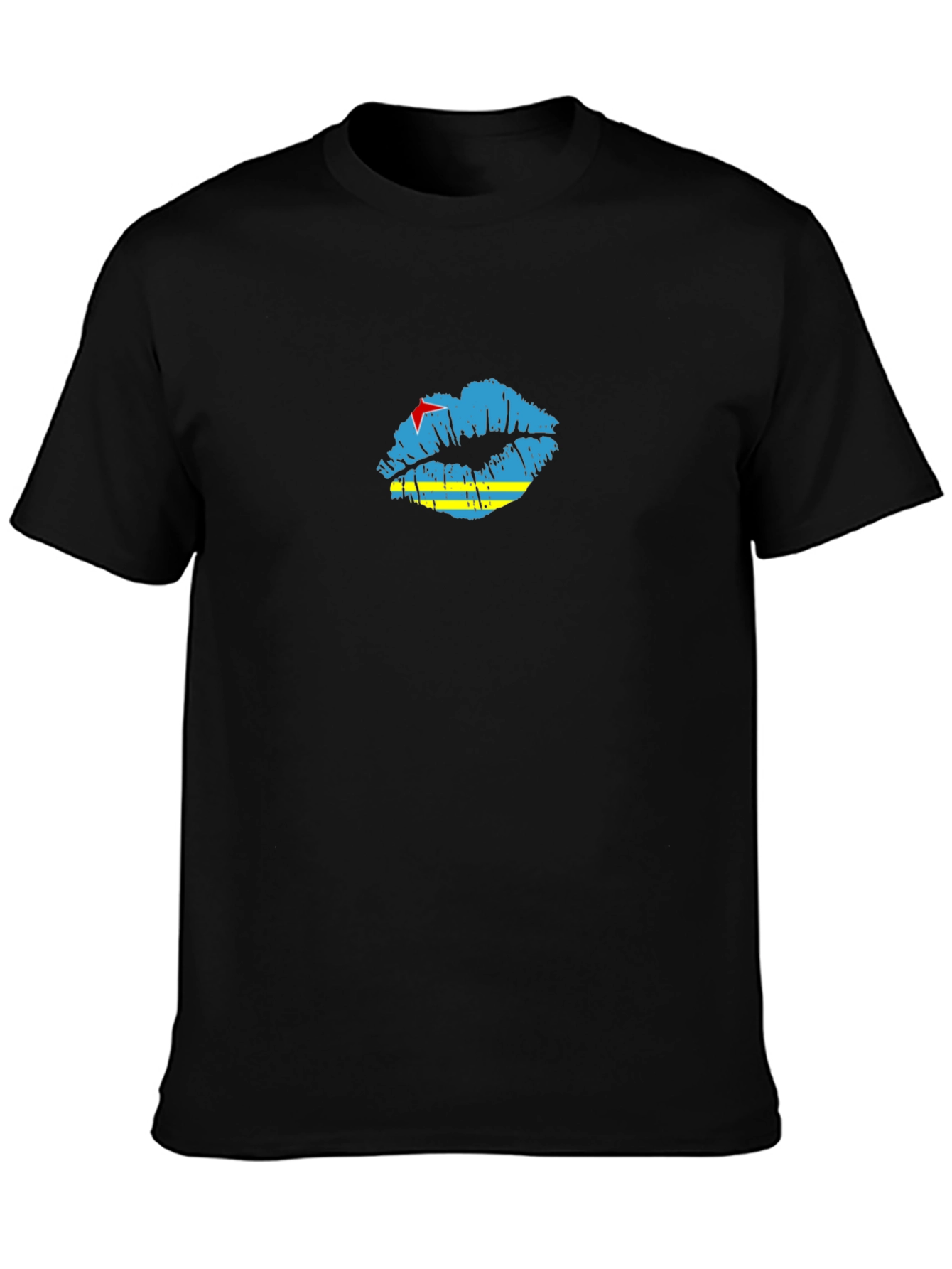 Aruba Flag Lips Black T-Shirt