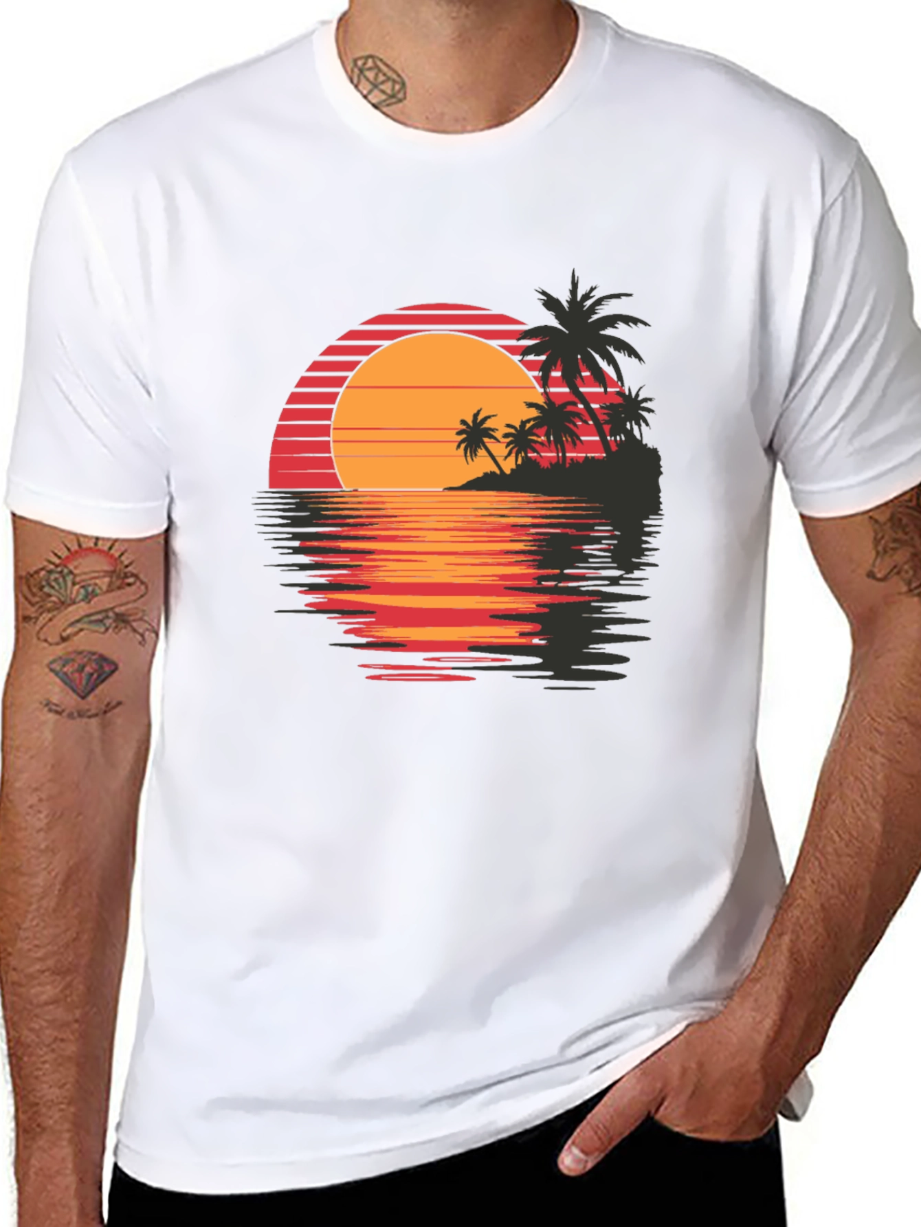 Retro Sunset Palm Tree Graphic Tee