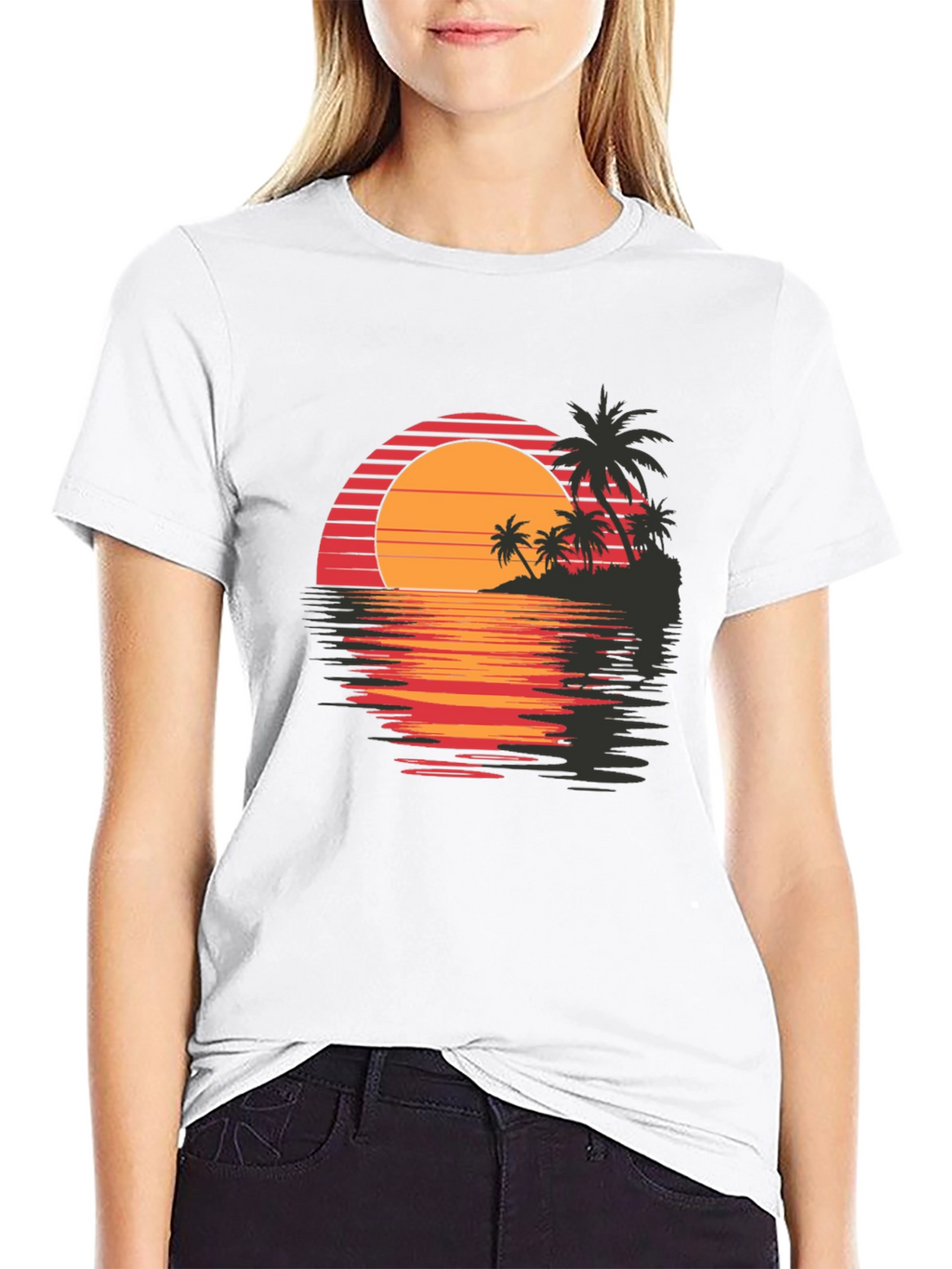 Retro Sunset Palm Tree Graphic Tee