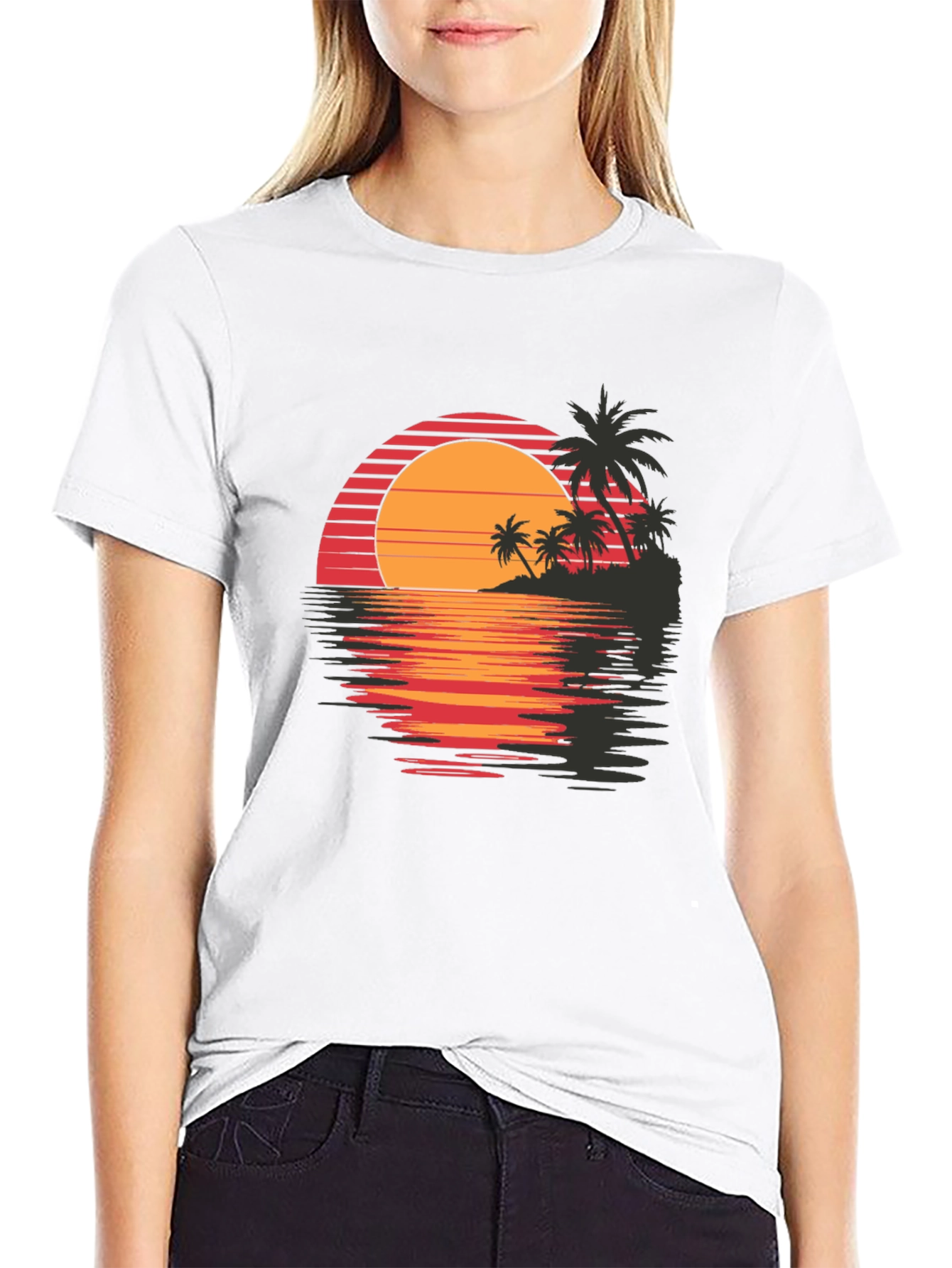 Retro Sunset Palm Tree Graphic Tee