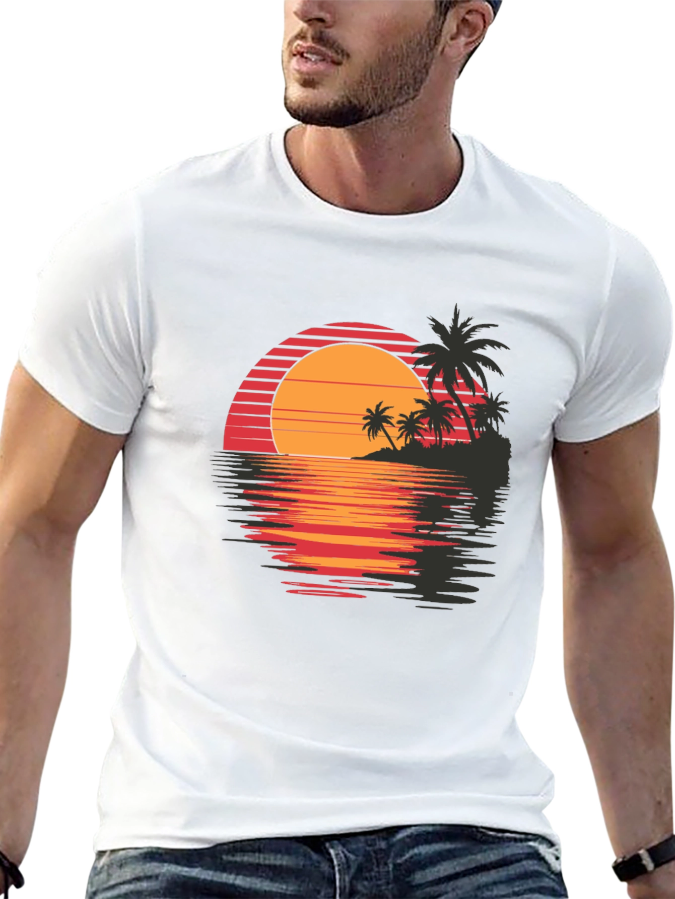 Retro Sunset Palm Tree Graphic Tee