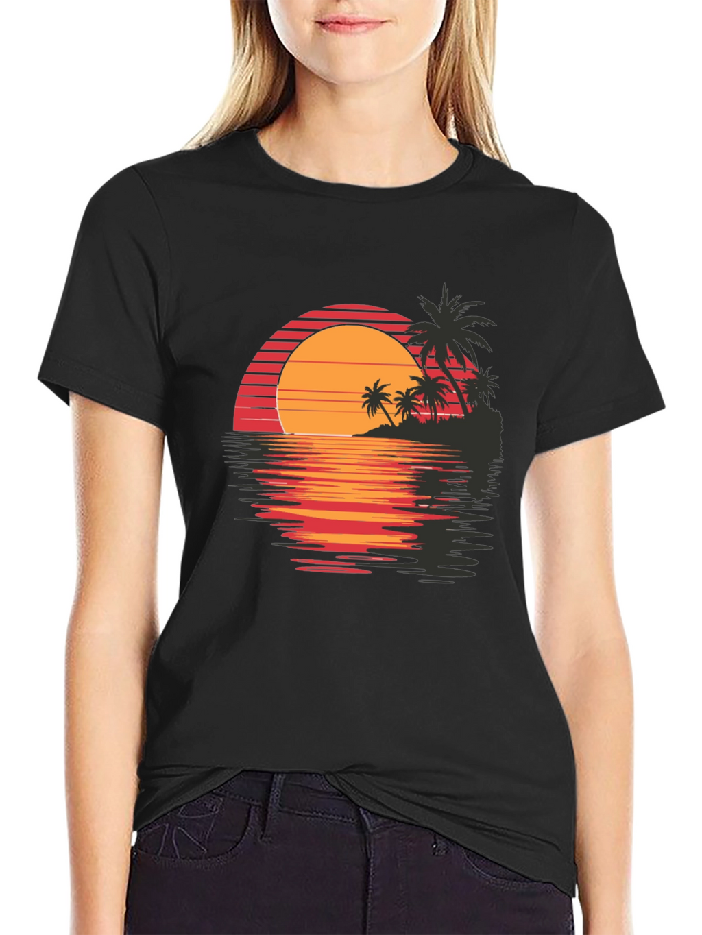 Retro Sunset Palm Tree Graphic Tee