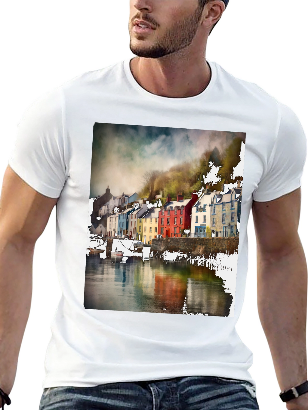 Quayside Houses T-Shirt Black Casual Wear