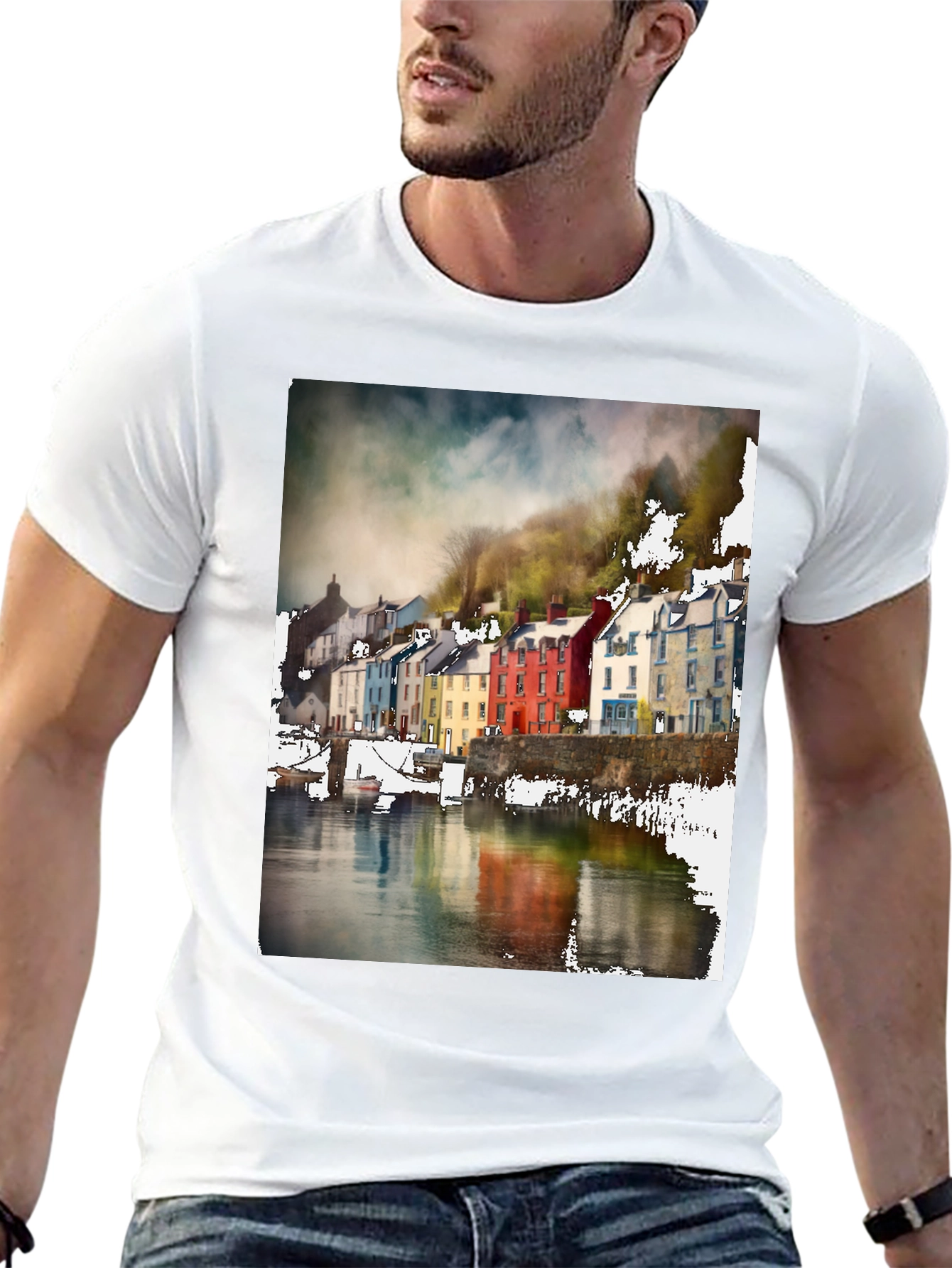 Quayside Houses T-Shirt Black Casual Wear
