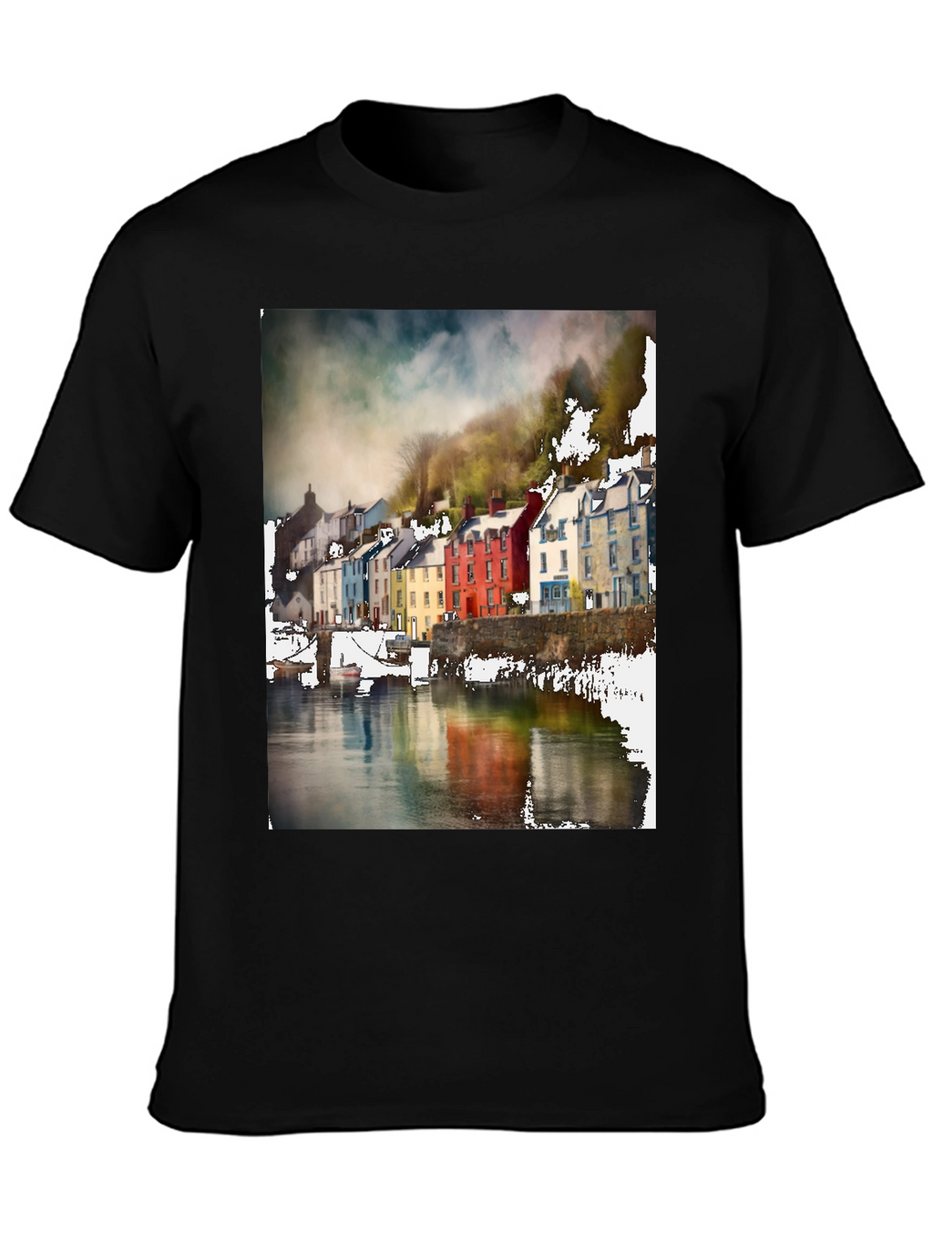 Quayside Houses T-Shirt Black Casual Wear