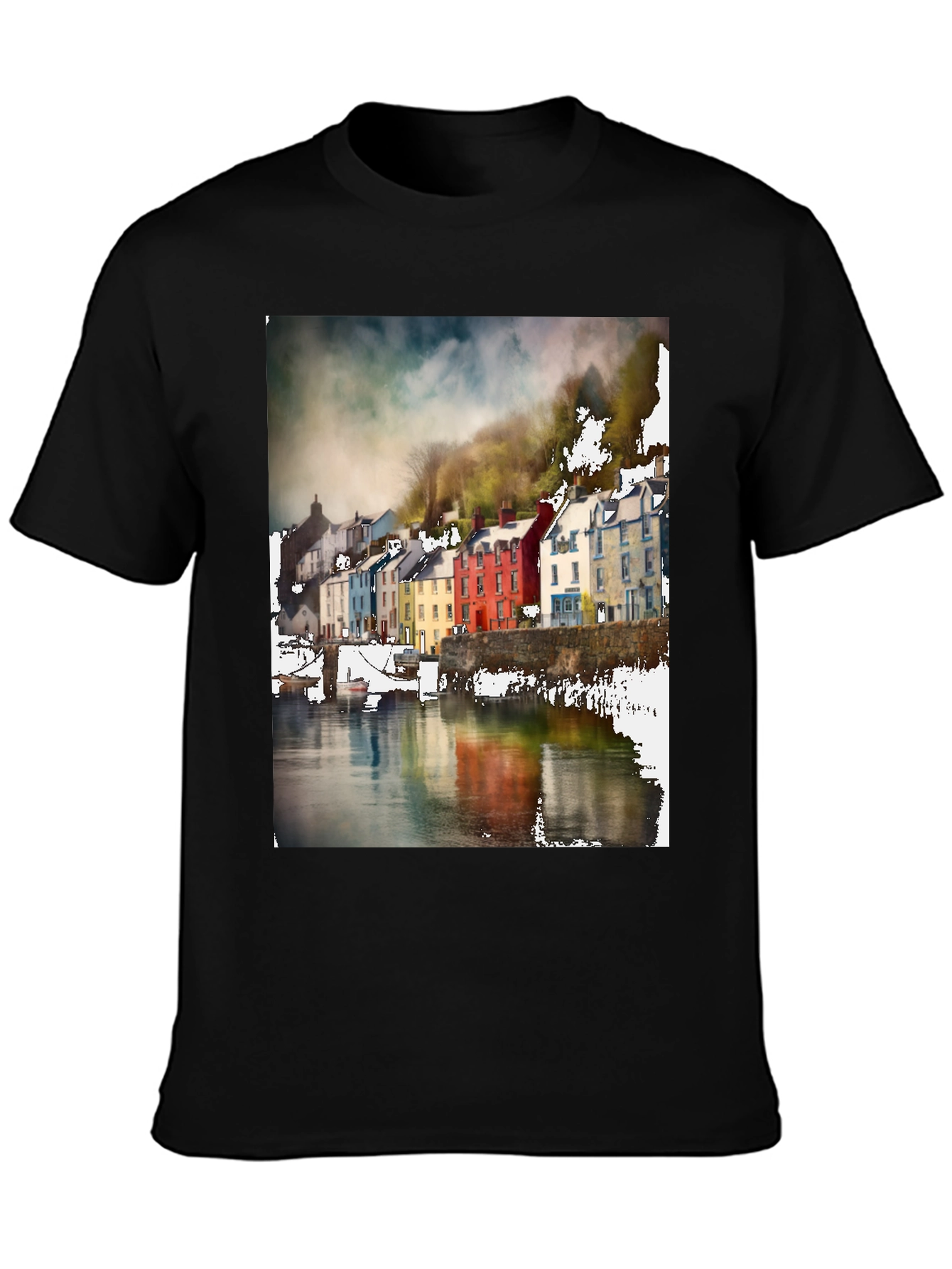Quayside Houses T-Shirt Black Casual Wear