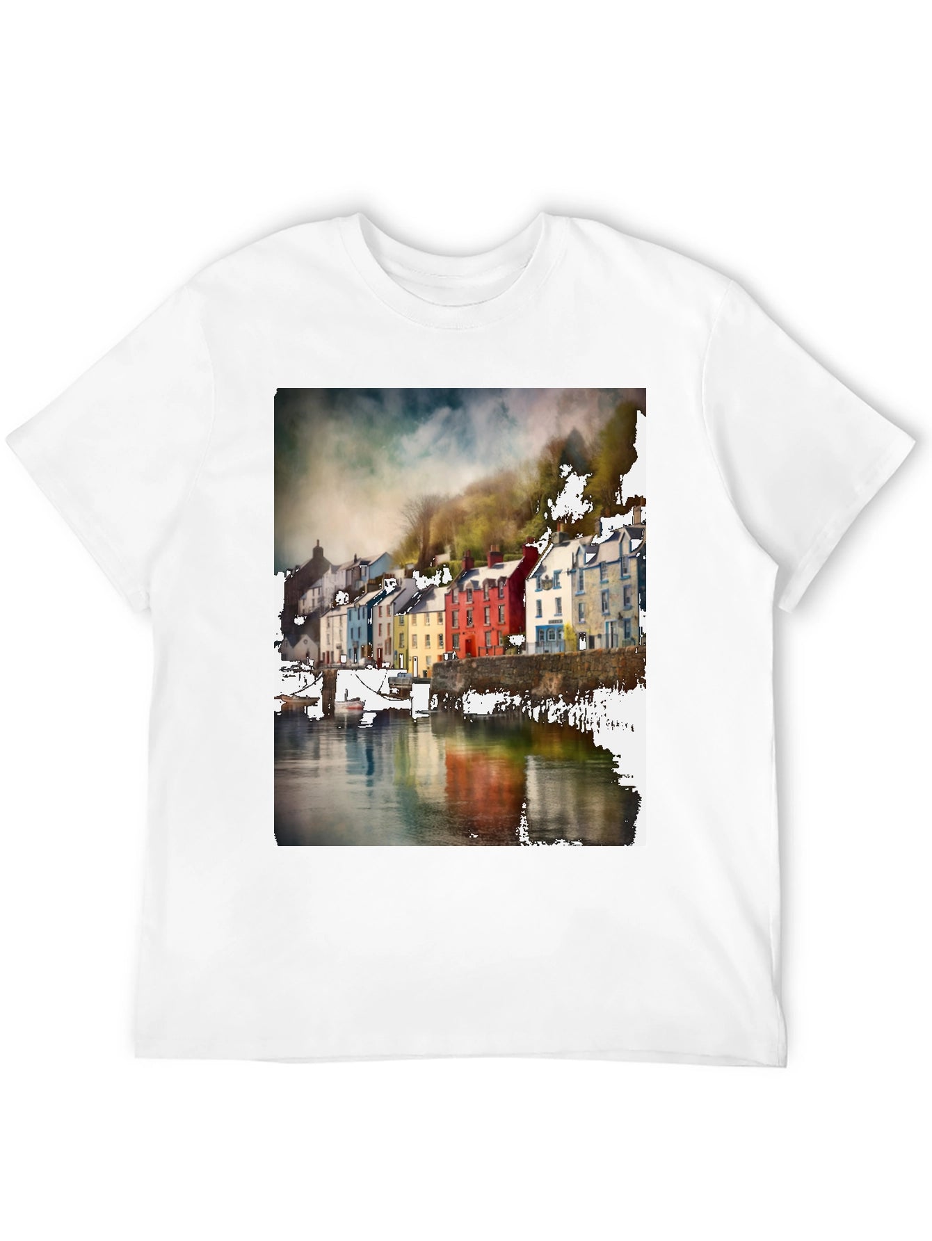 Quayside Houses T-Shirt Black Casual Wear
