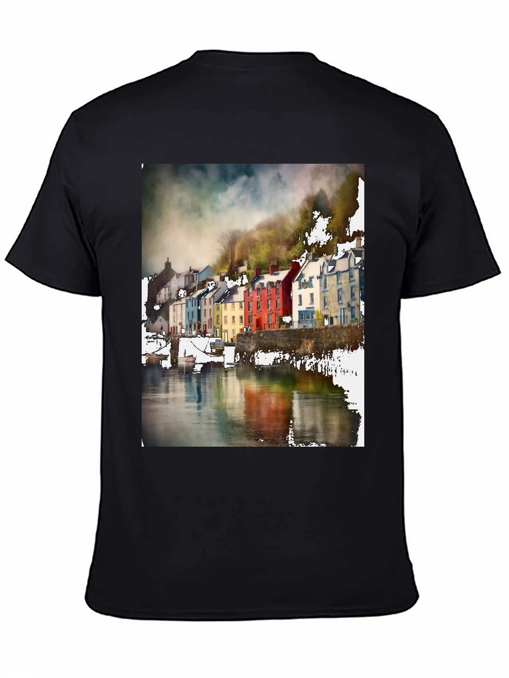 Quayside Houses T-Shirt Black Casual Wear