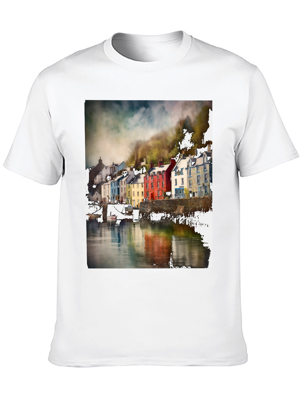 Quayside Houses T-Shirt Black Casual Wear
