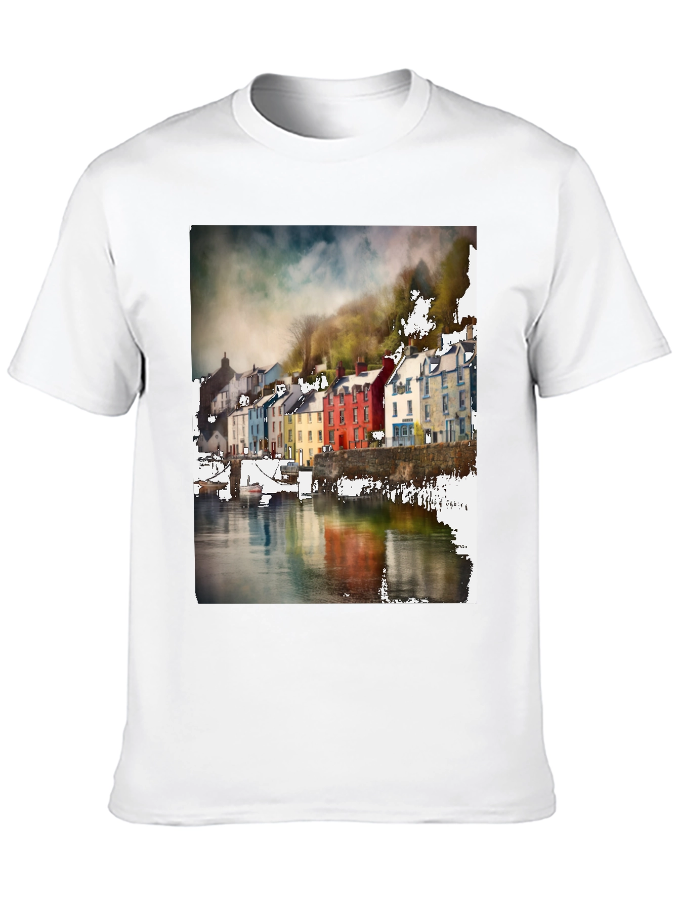 Quayside Houses T-Shirt Black Casual Wear