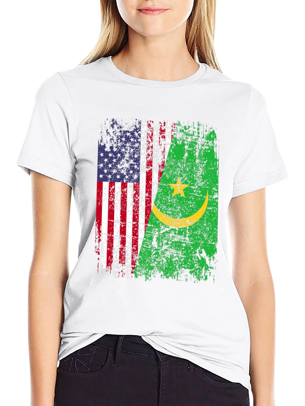 USA Mauritania Flags Graphic T-Shirt