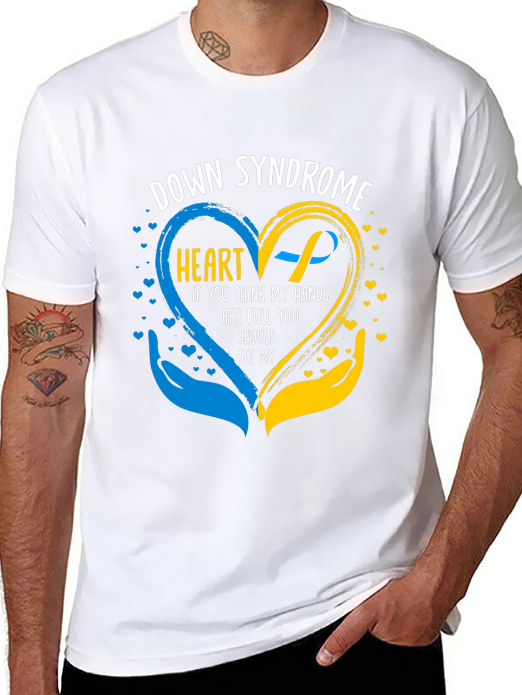 Down Syndrome Awareness T-Shirt - Heart & Hands Design