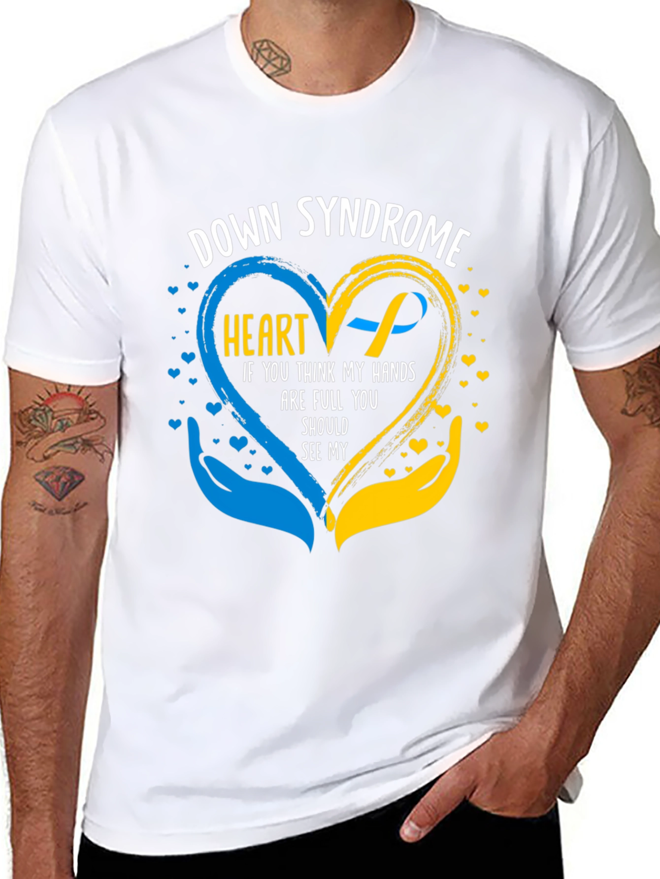 Down Syndrome Awareness T-Shirt - Heart & Hands Design