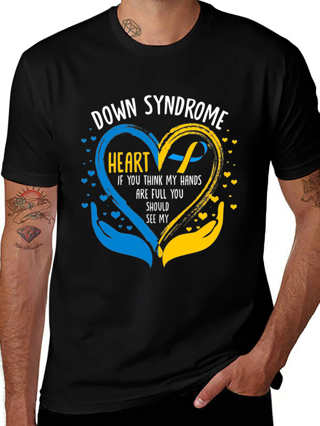 Down Syndrome Awareness T-Shirt - Heart & Hands Design