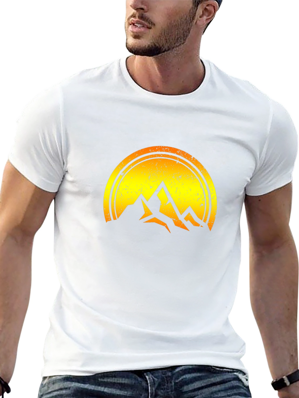 Mountain Sunset Graphic Tee - Black Cotton Blend