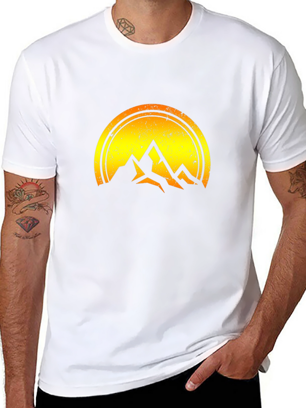 Mountain Sunset Graphic Tee - Black Cotton Blend