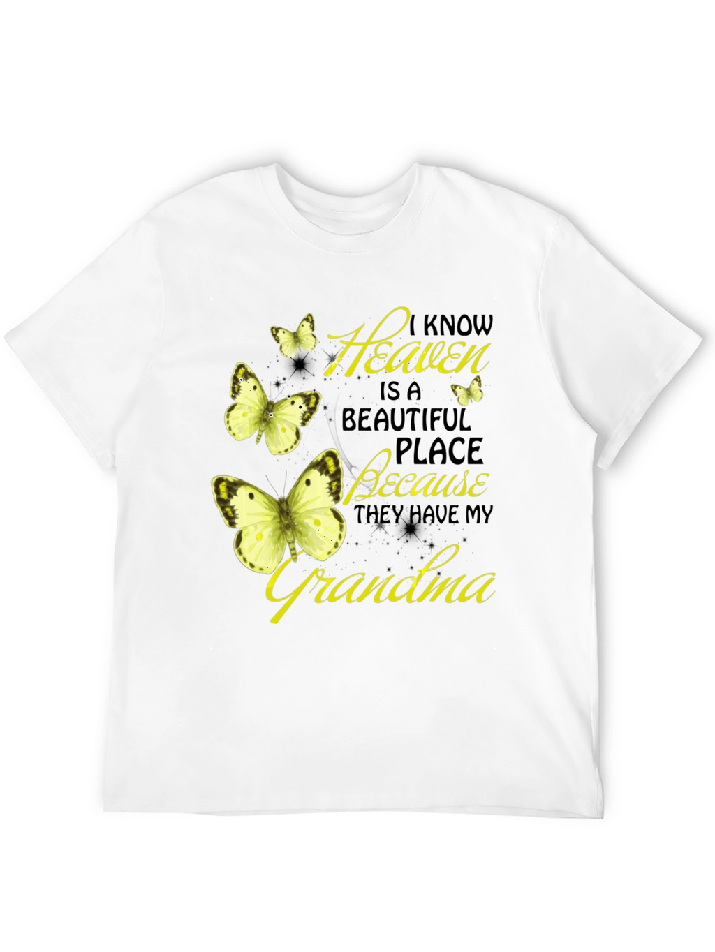 Heavenly Grandma Butterfly T-Shirt - Black