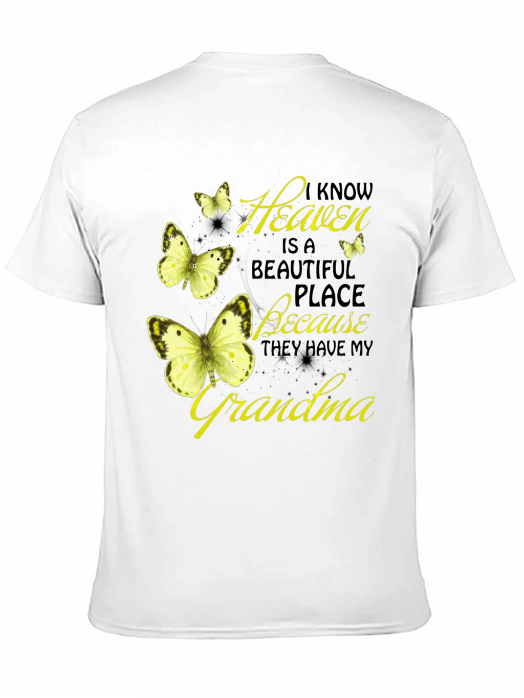 Heavenly Grandma Butterfly T-Shirt - Black