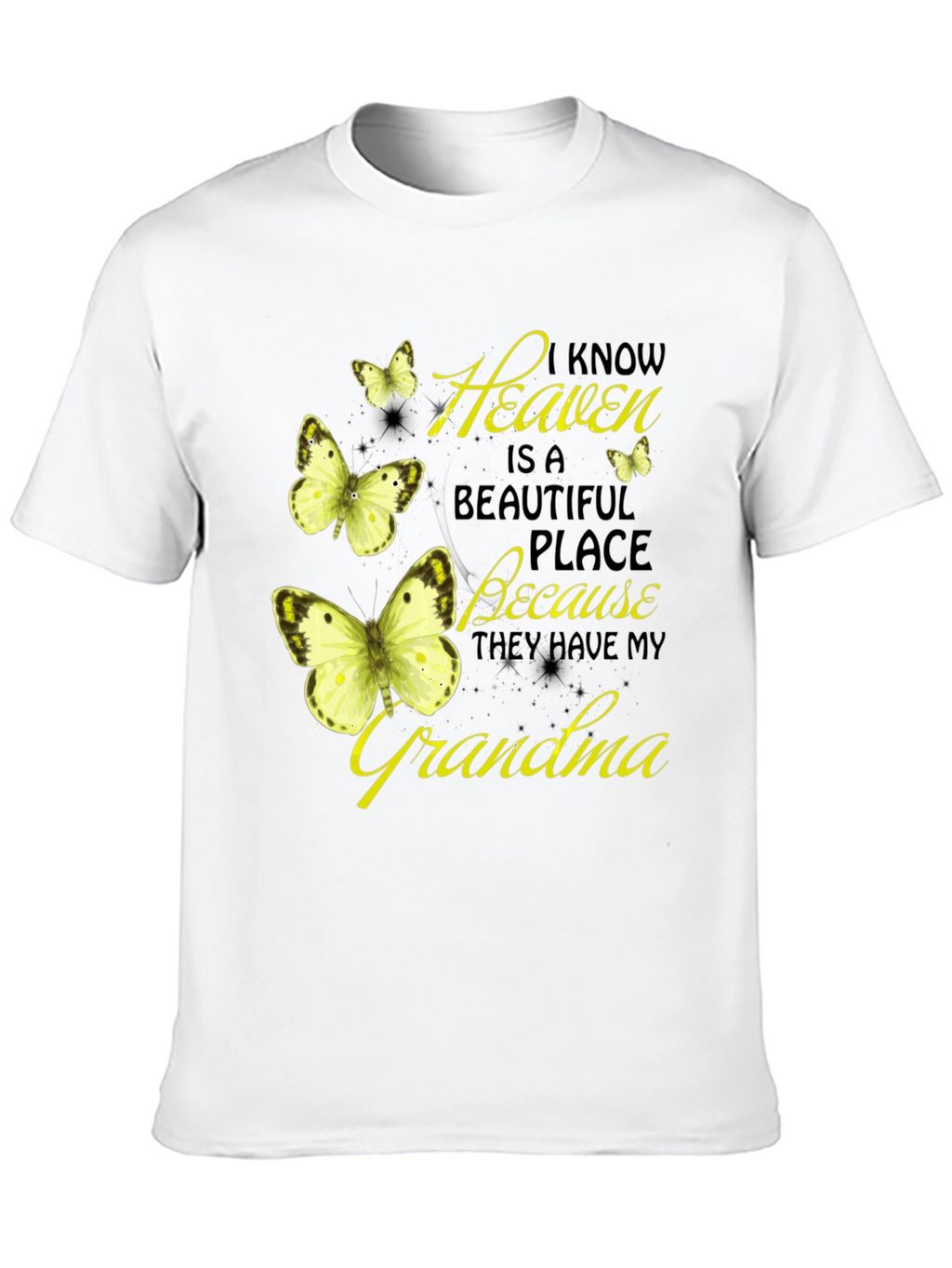 Heavenly Grandma Butterfly T-Shirt - Black