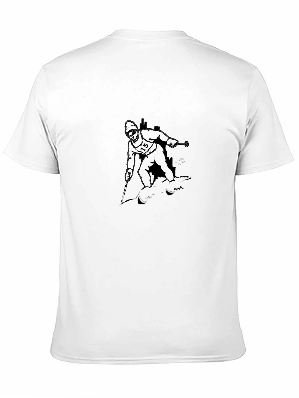 Skier Graphic Tee - Black Cotton Casual
