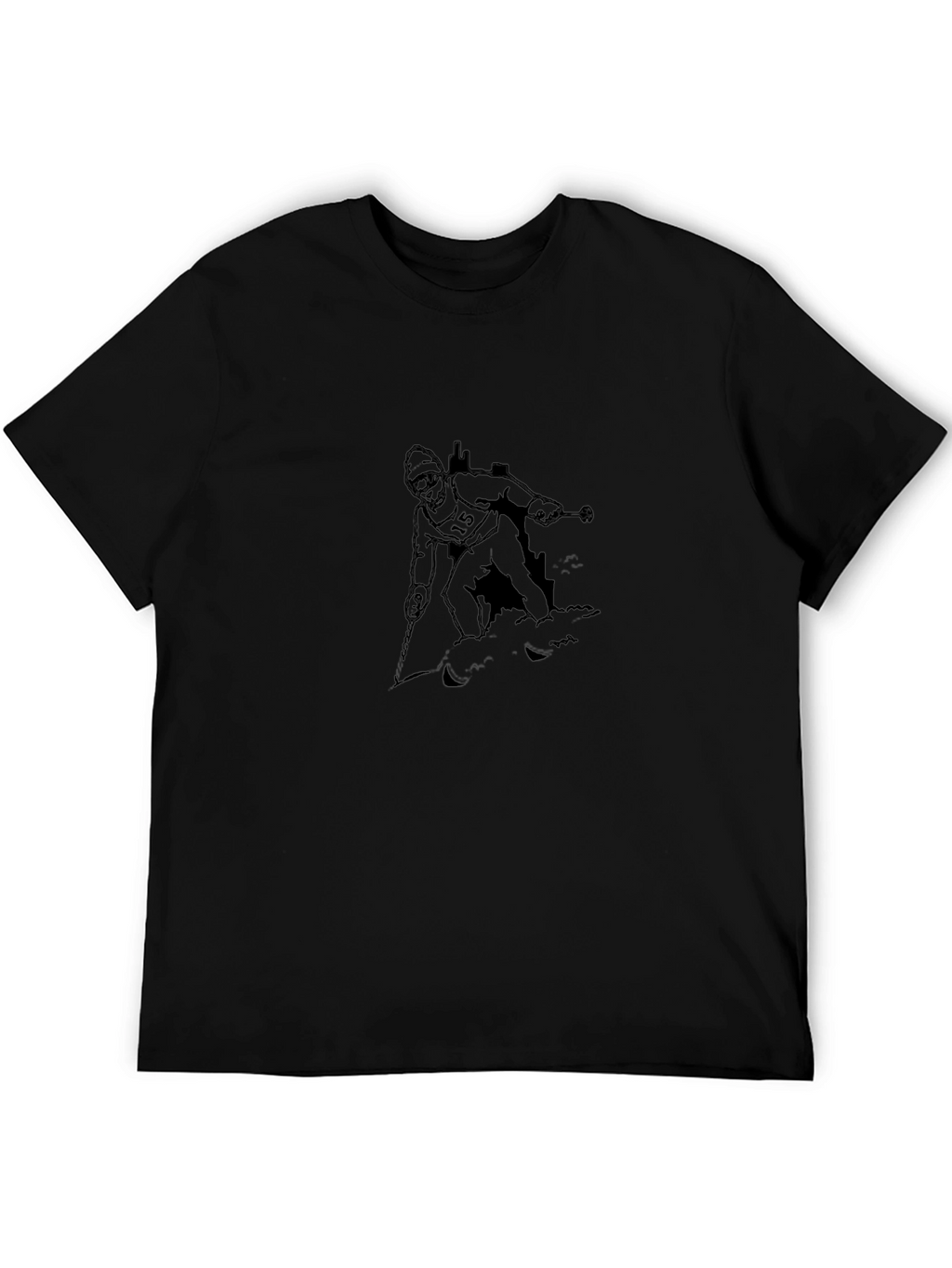 Skier Graphic Tee - Black Cotton Casual