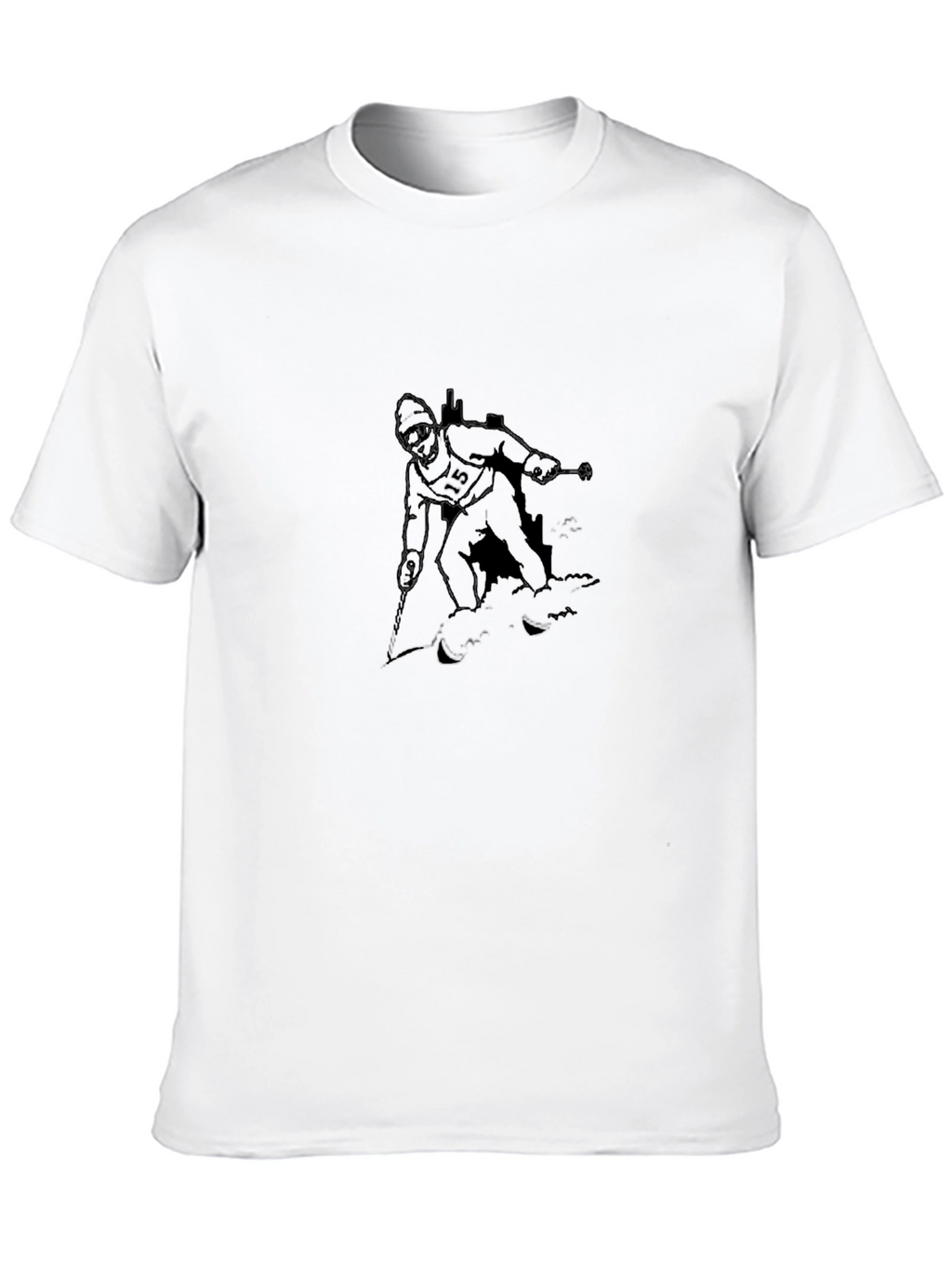 Skier Graphic Tee - Black Cotton Casual
