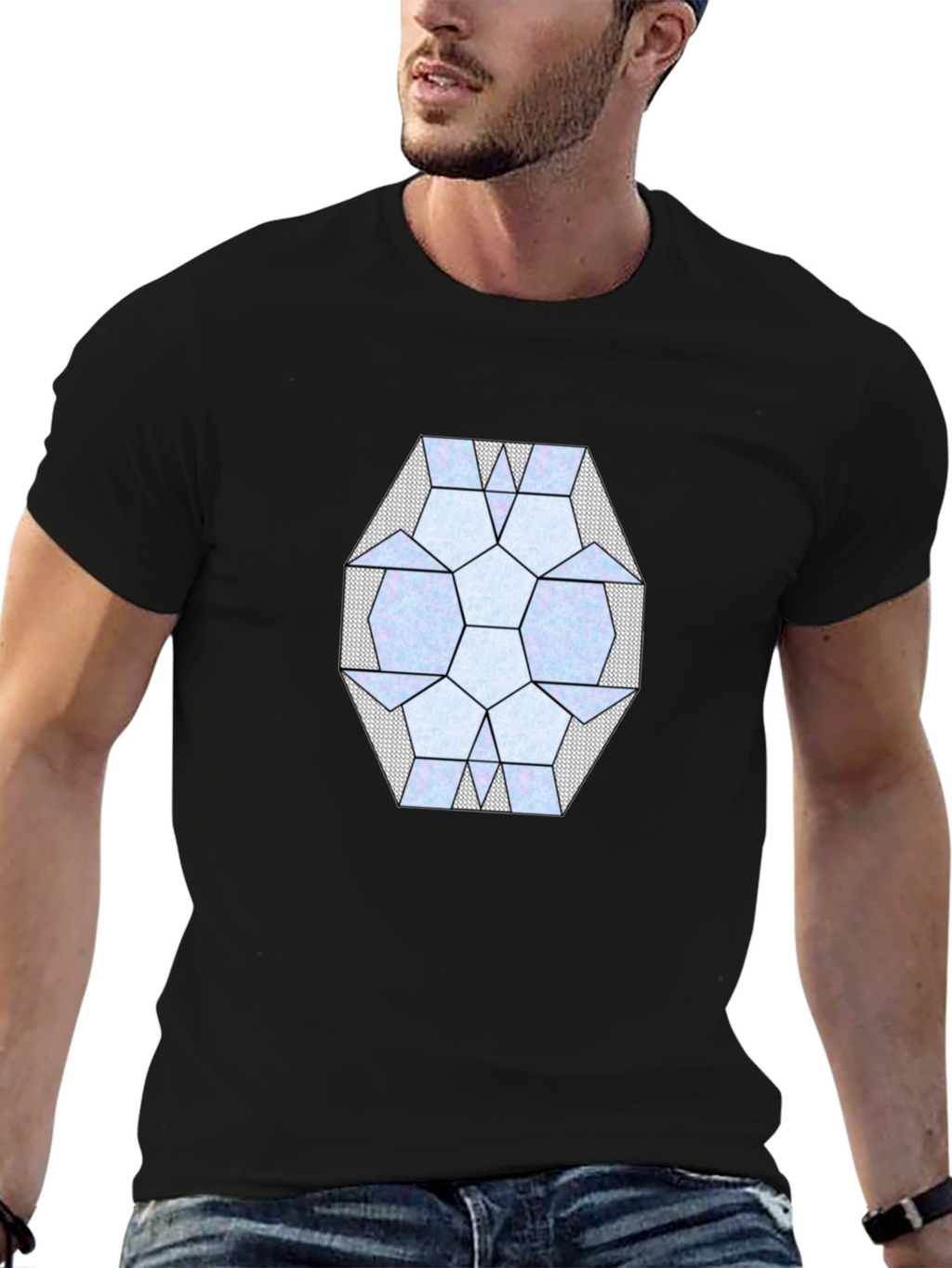 Geometric Pattern Black T-Shirt