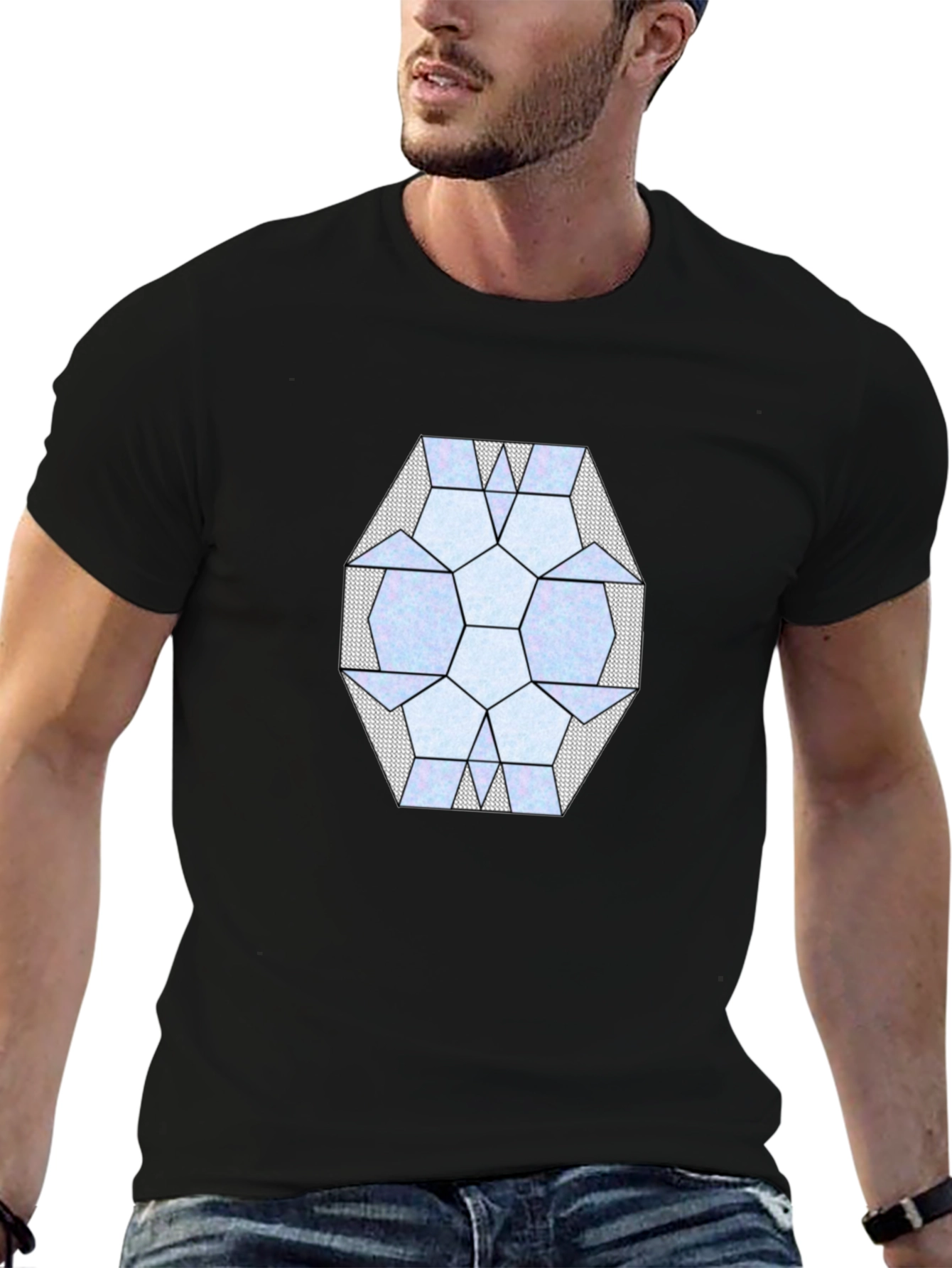 Geometric Pattern Black T-Shirt
