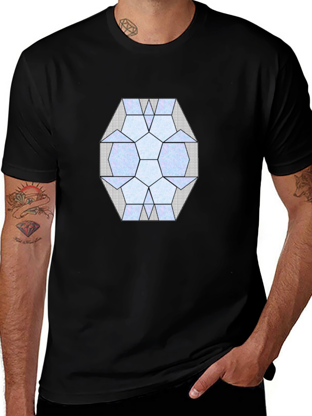 Geometric Pattern Black T-Shirt