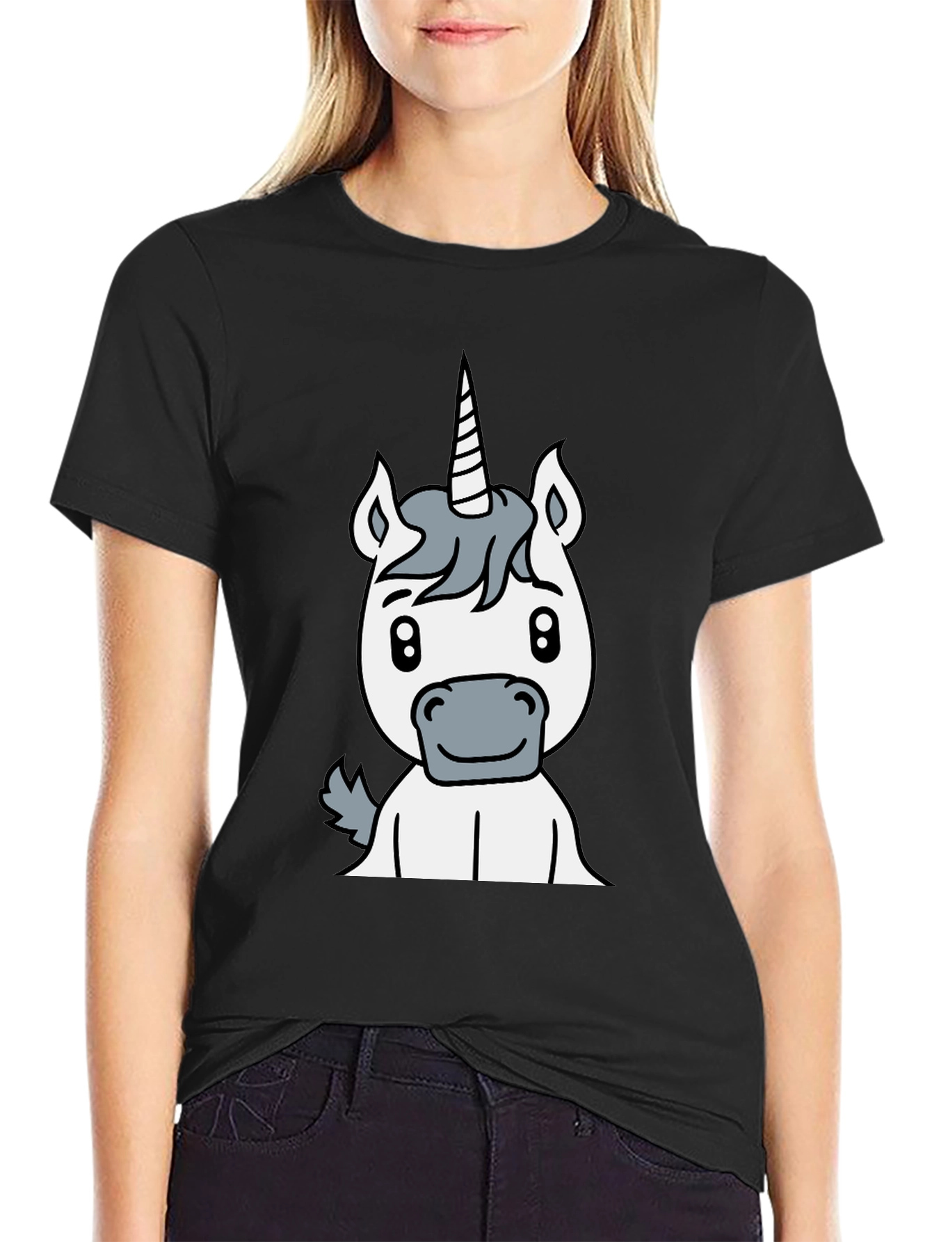 Unicorn Graphic Tee - Black Casual T-Shirt