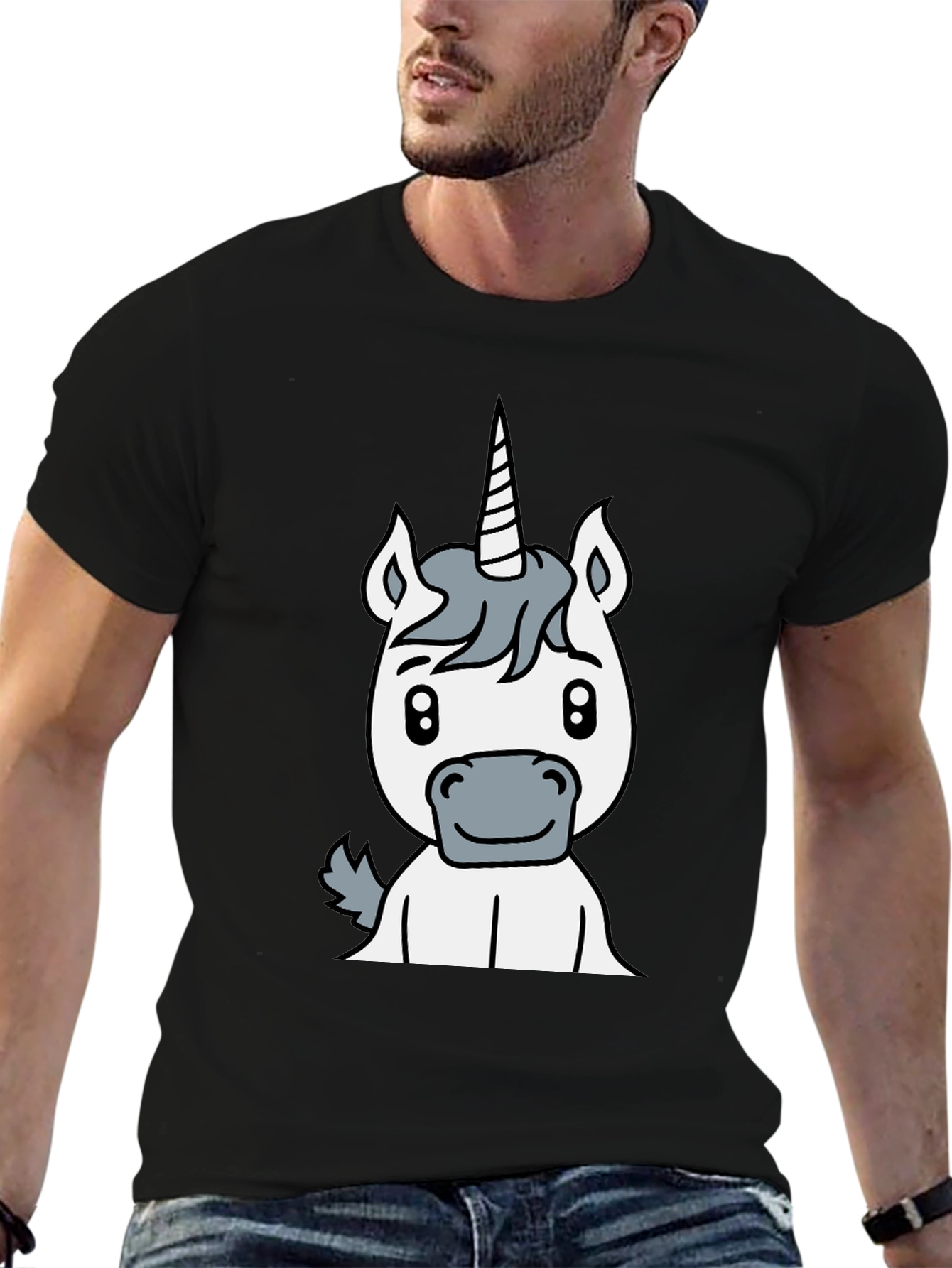Unicorn Graphic Tee - Black Casual T-Shirt