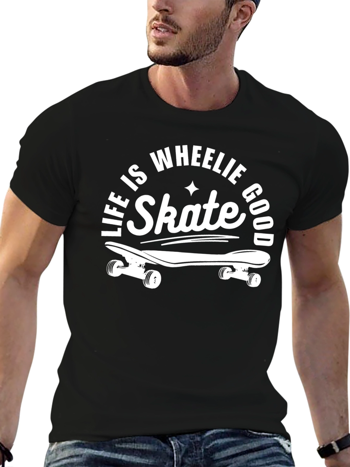 Skate Wheelie Good Black T-Shirt