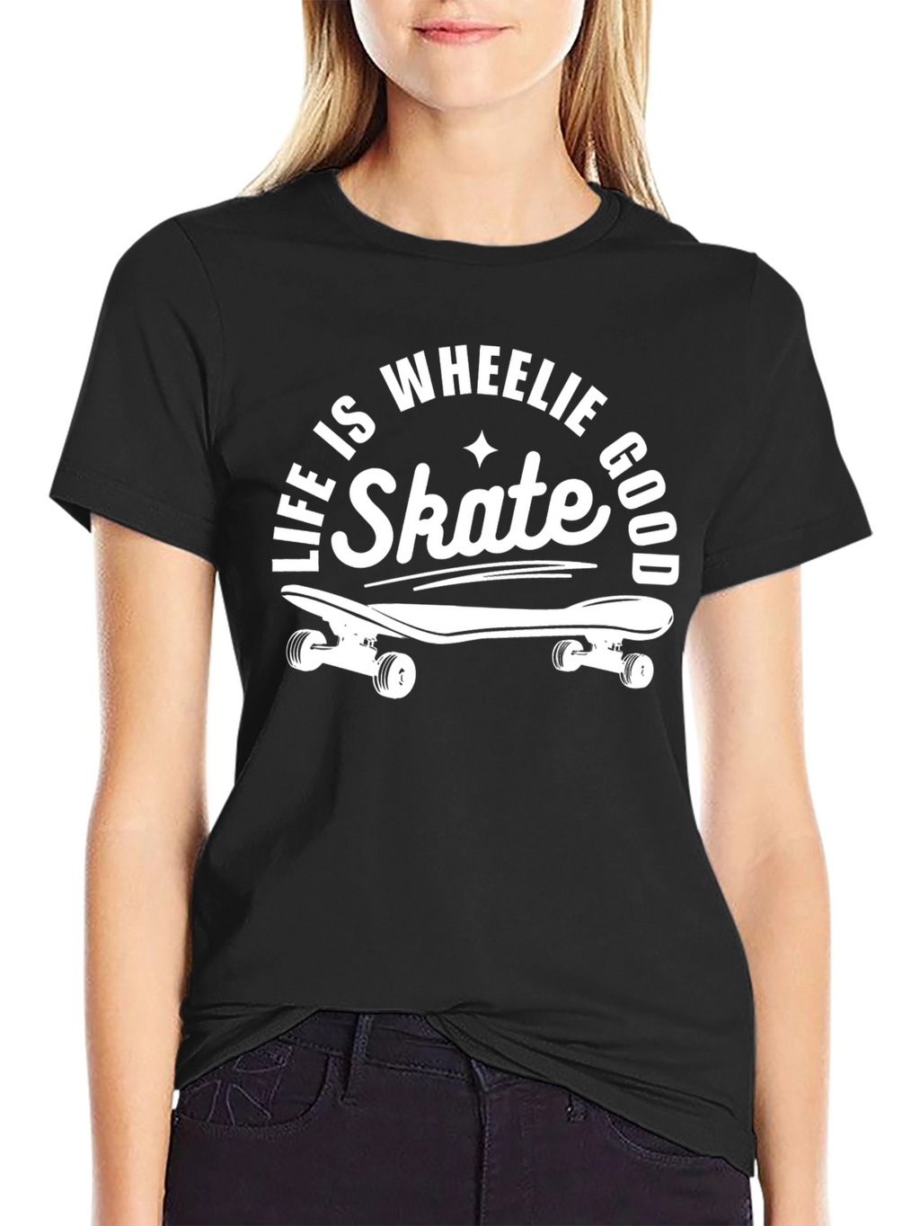 Skate Wheelie Good Black T-Shirt
