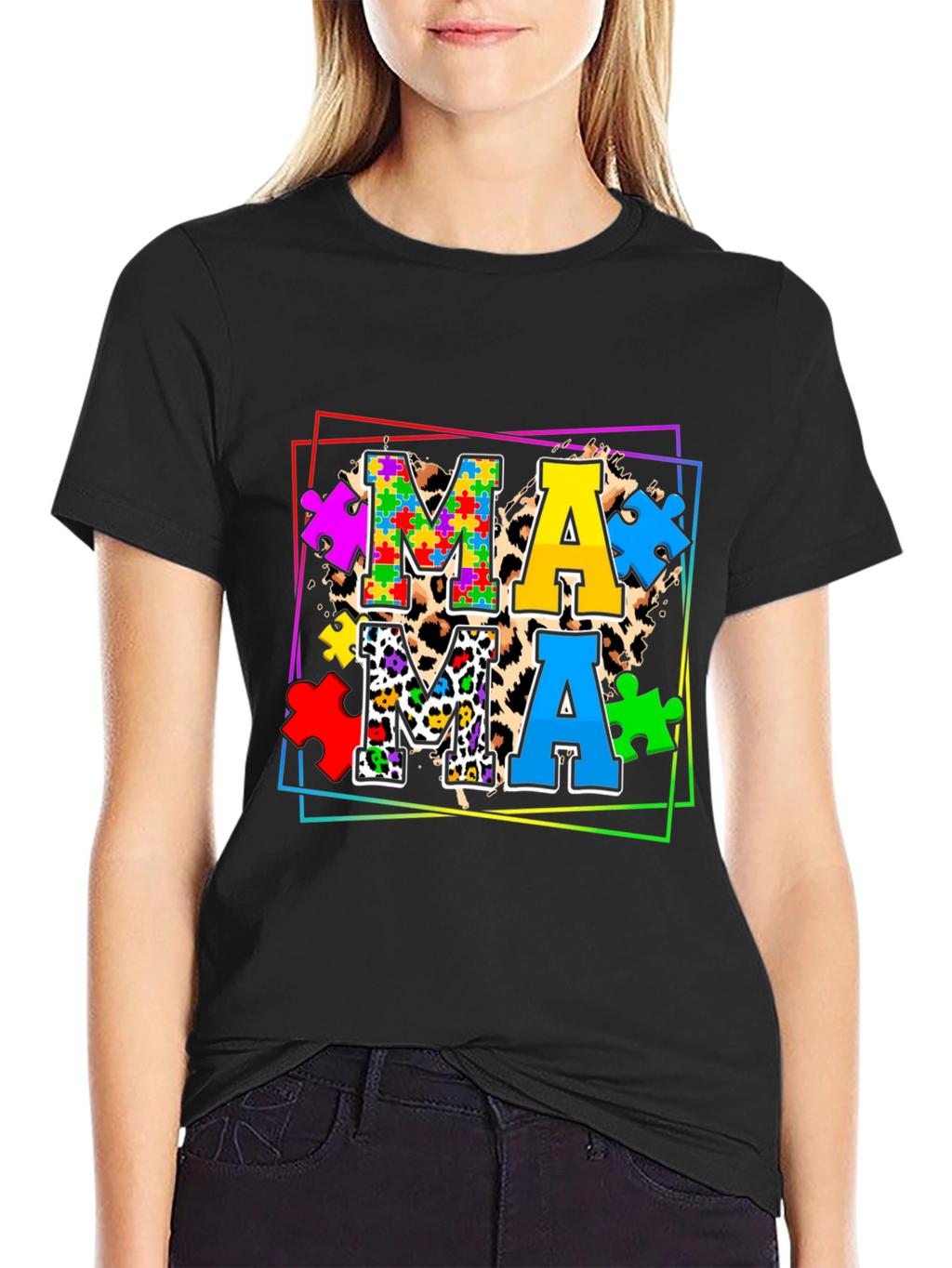Mama Autism Puzzle Piece T-Shirt