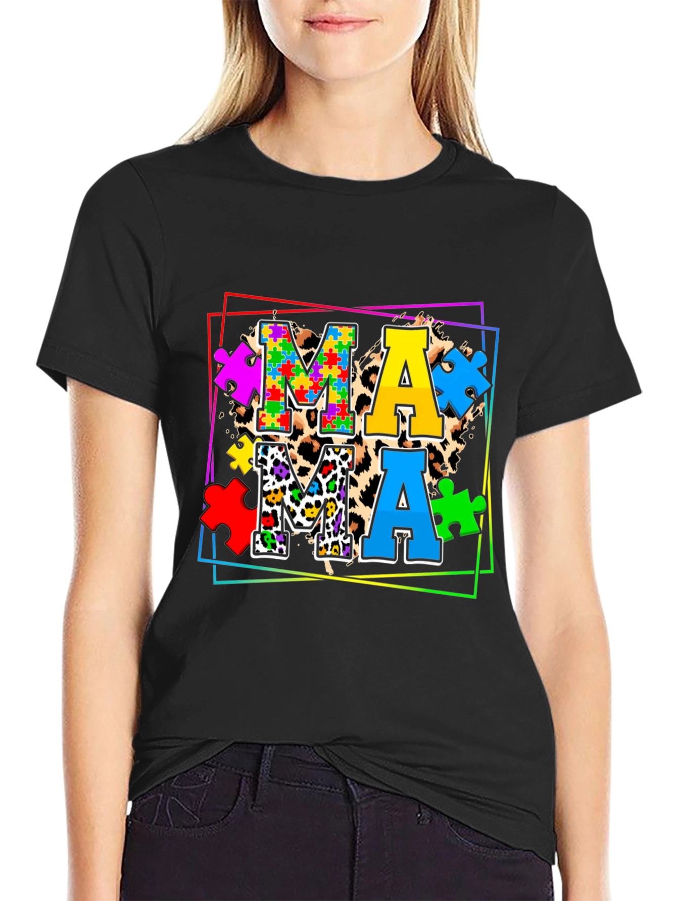 Mama Autism Puzzle Piece T-Shirt